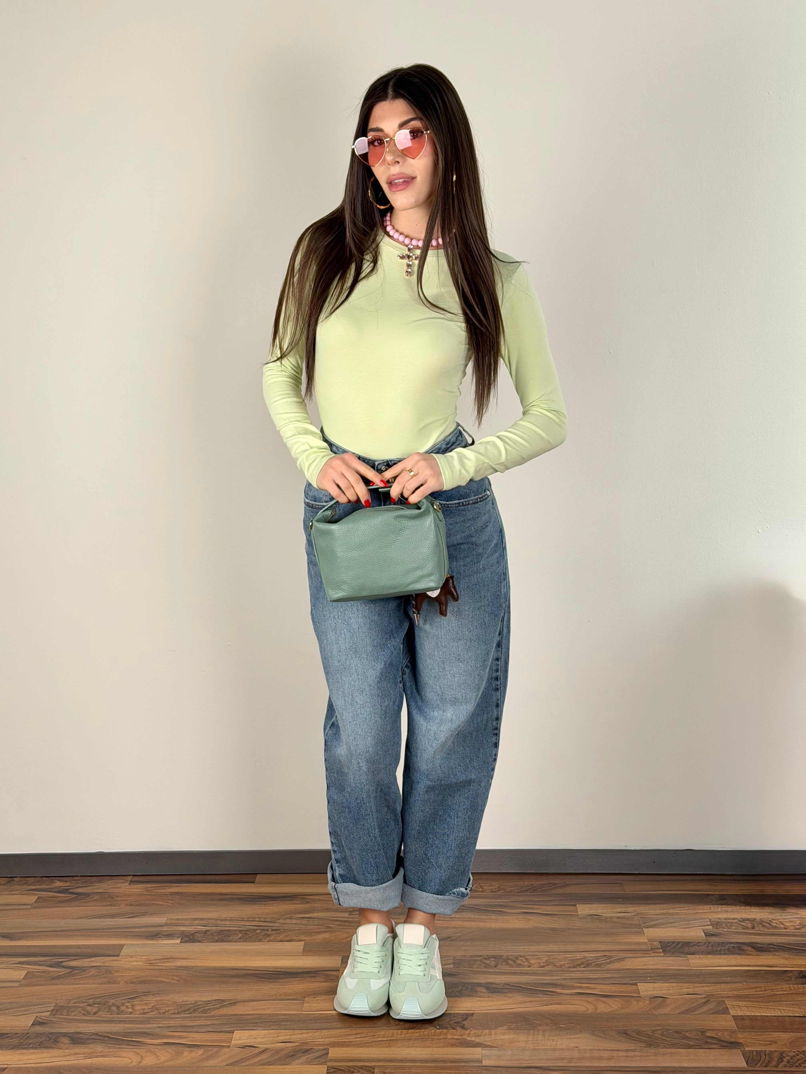 Maglia basic verde salvia