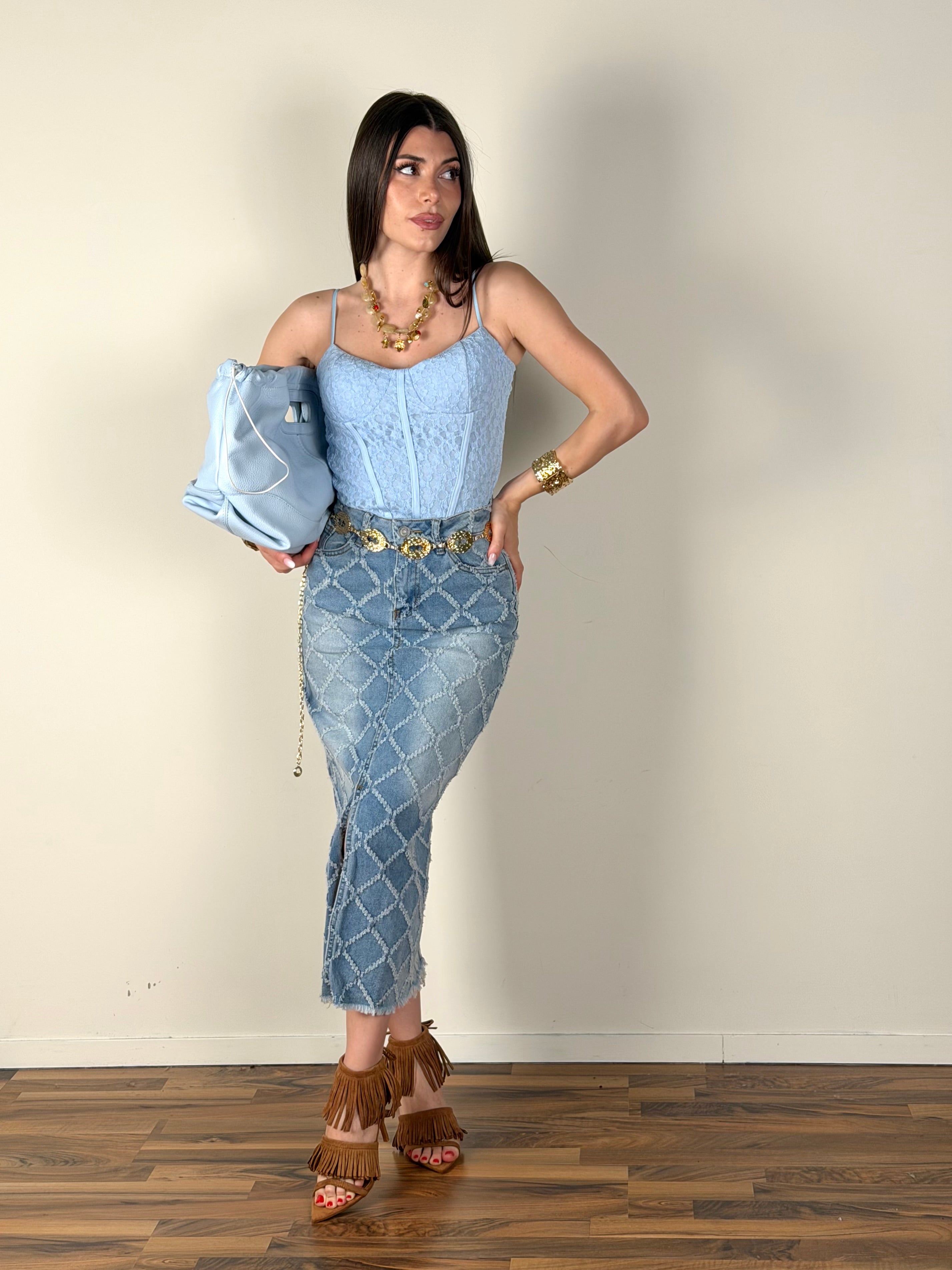 Corpetto Glamour celeste