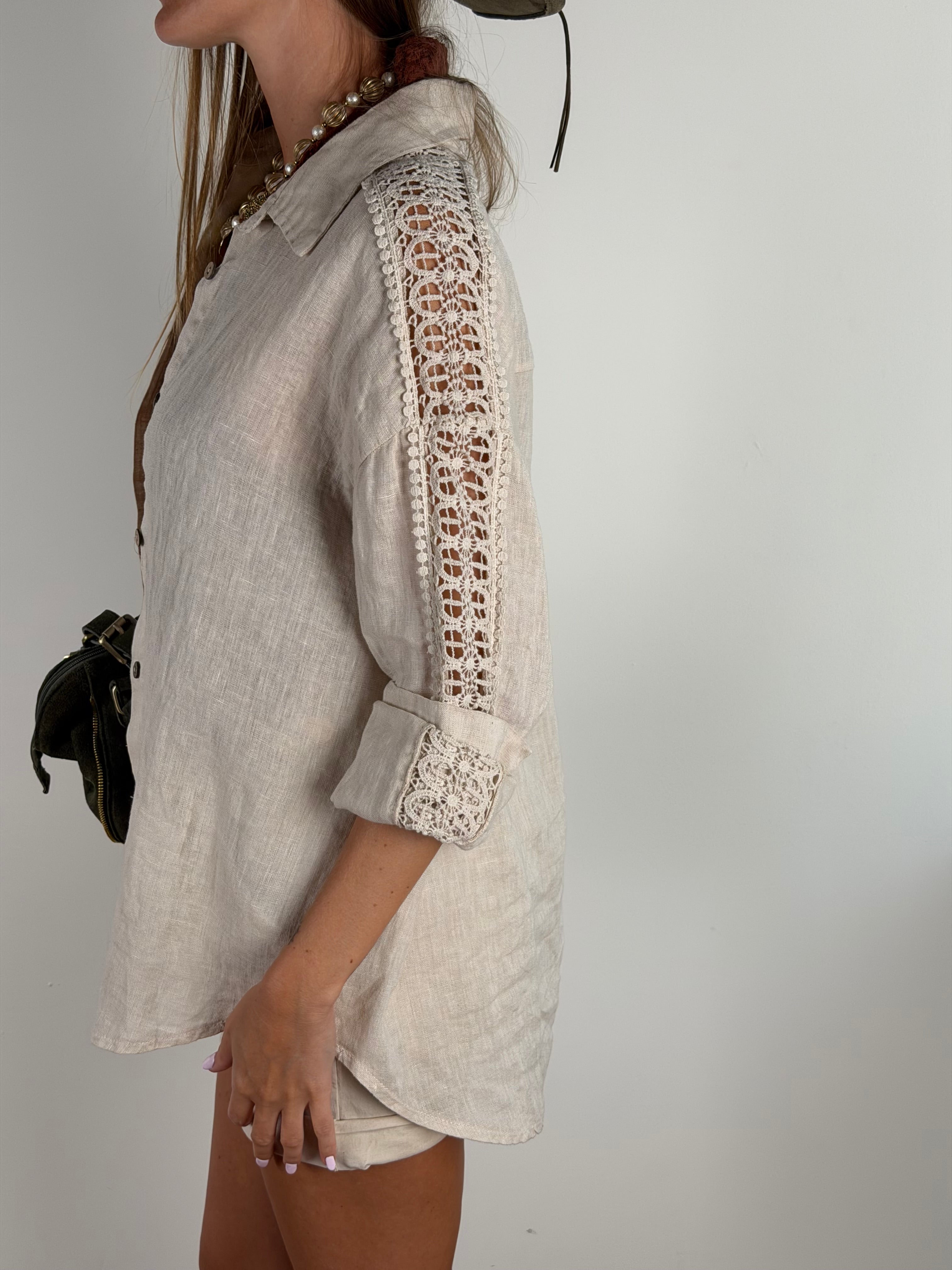 Camicia puro lino Valentine beige