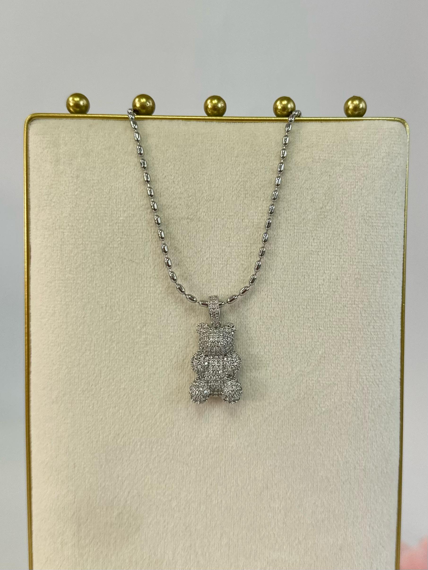 Collana catena sfere + maxy teddy