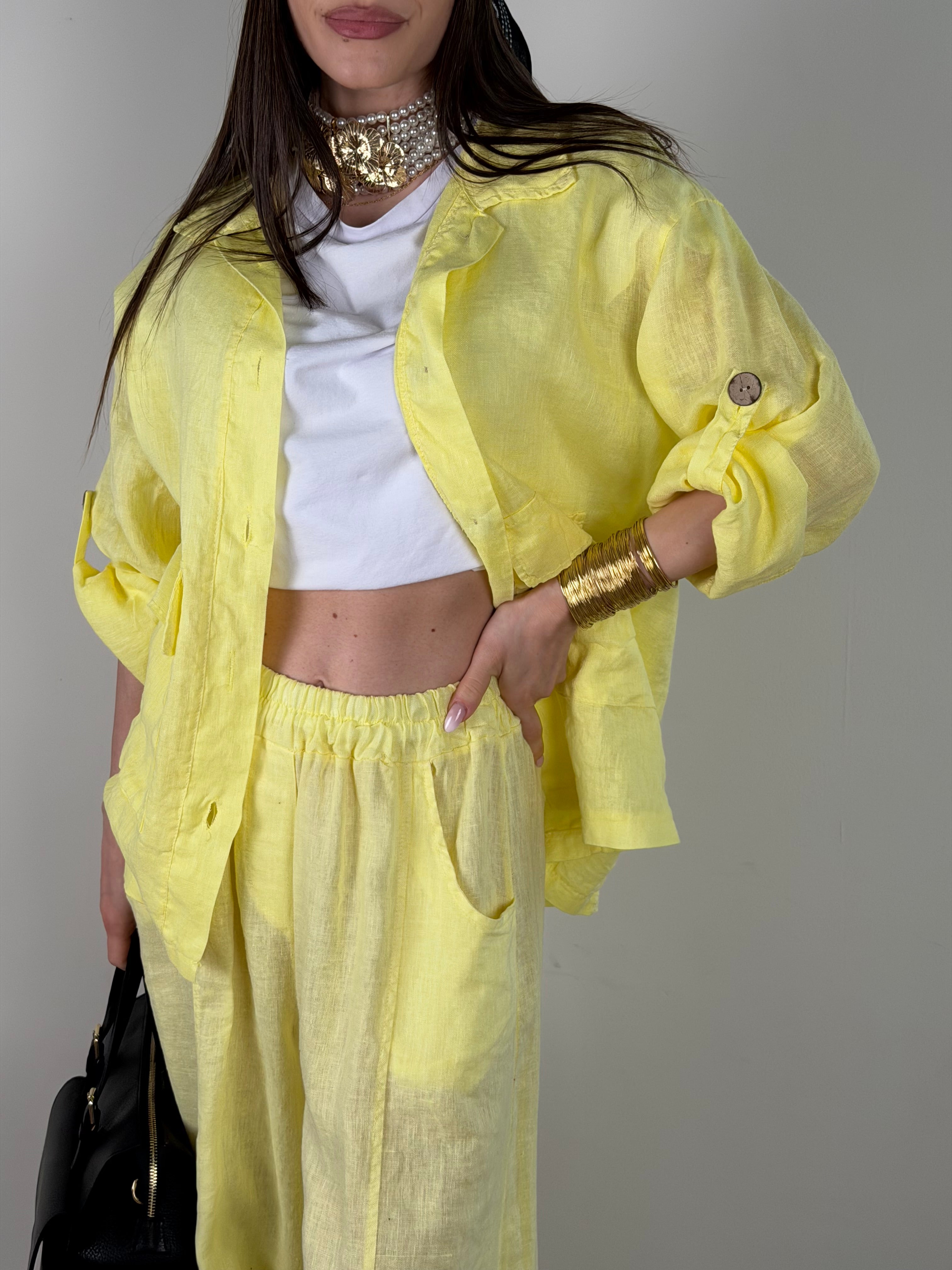 Camicia lino Andrea giallo