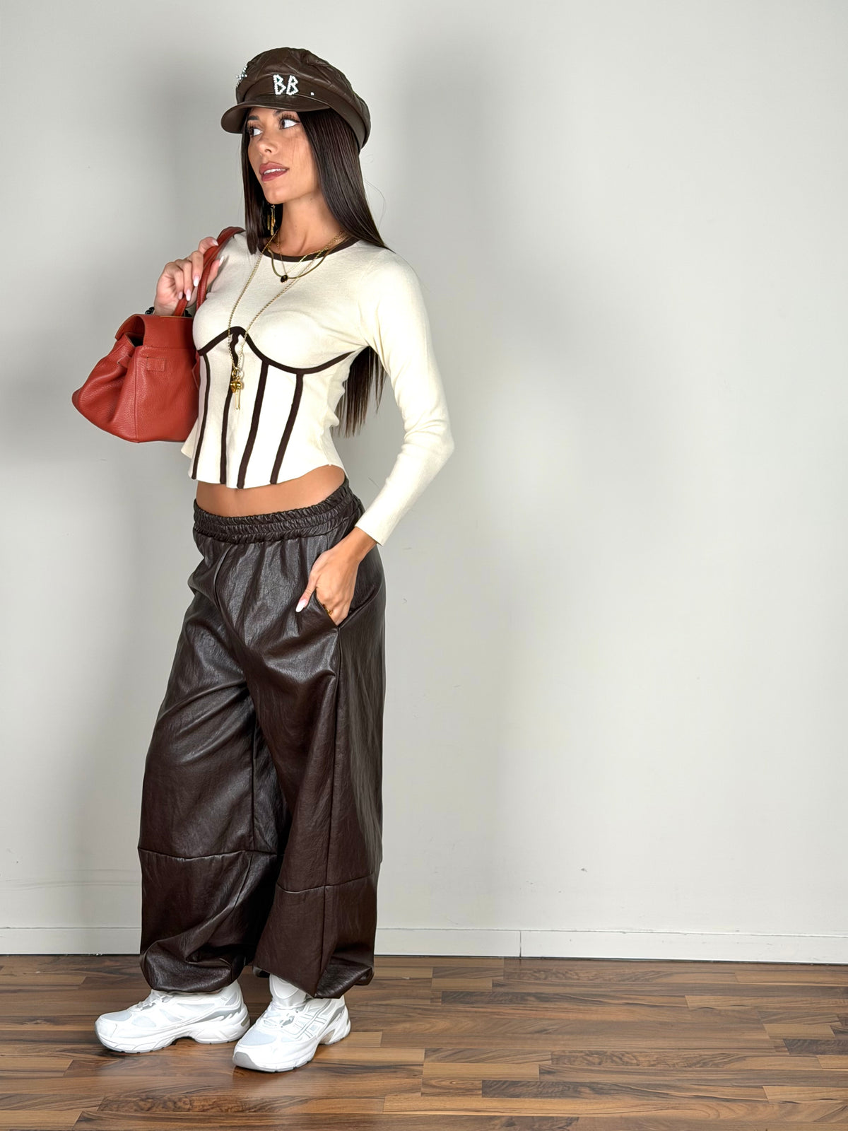 Maglia corpetto beige