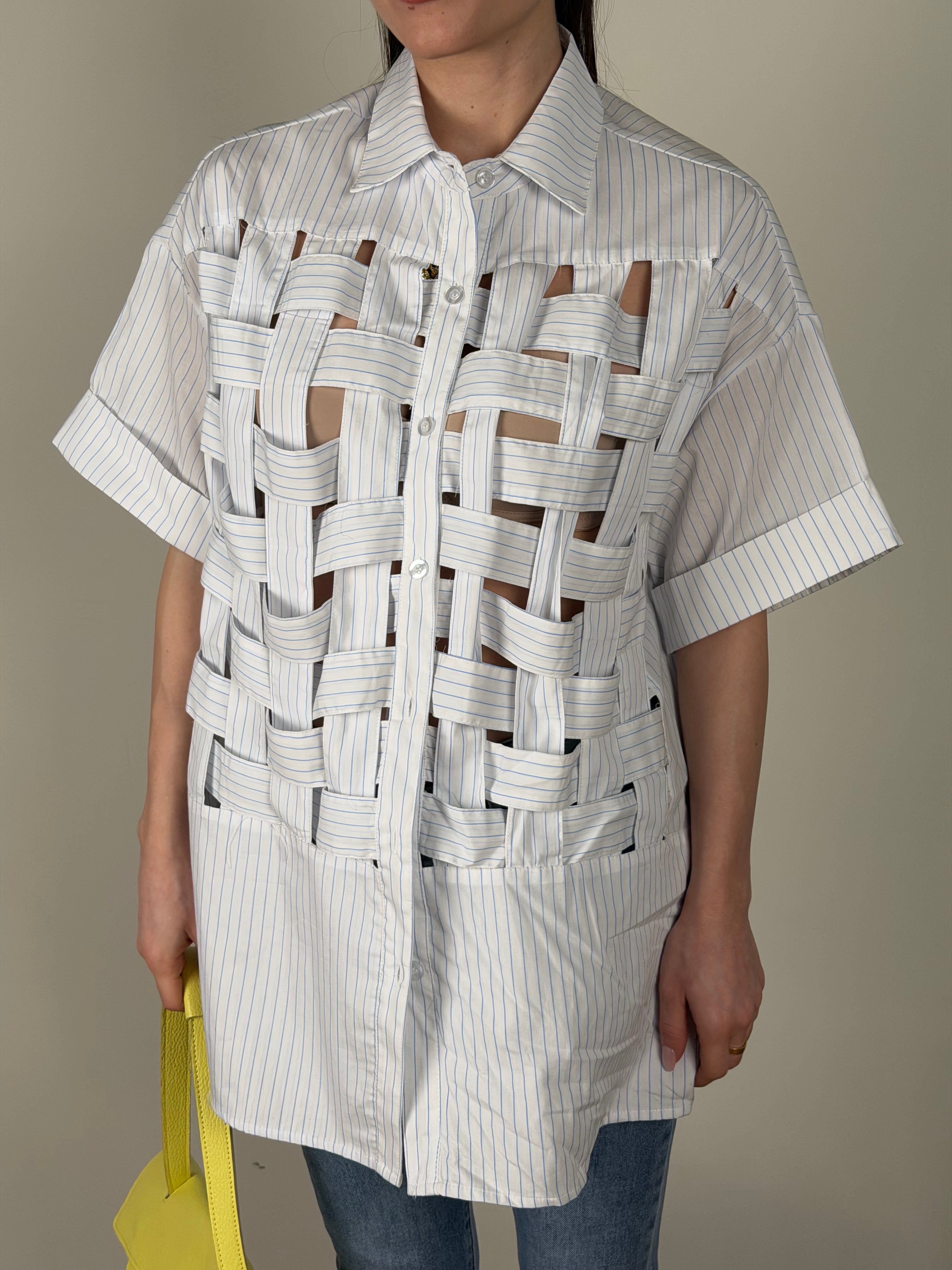 Camicia super intreccio bianca