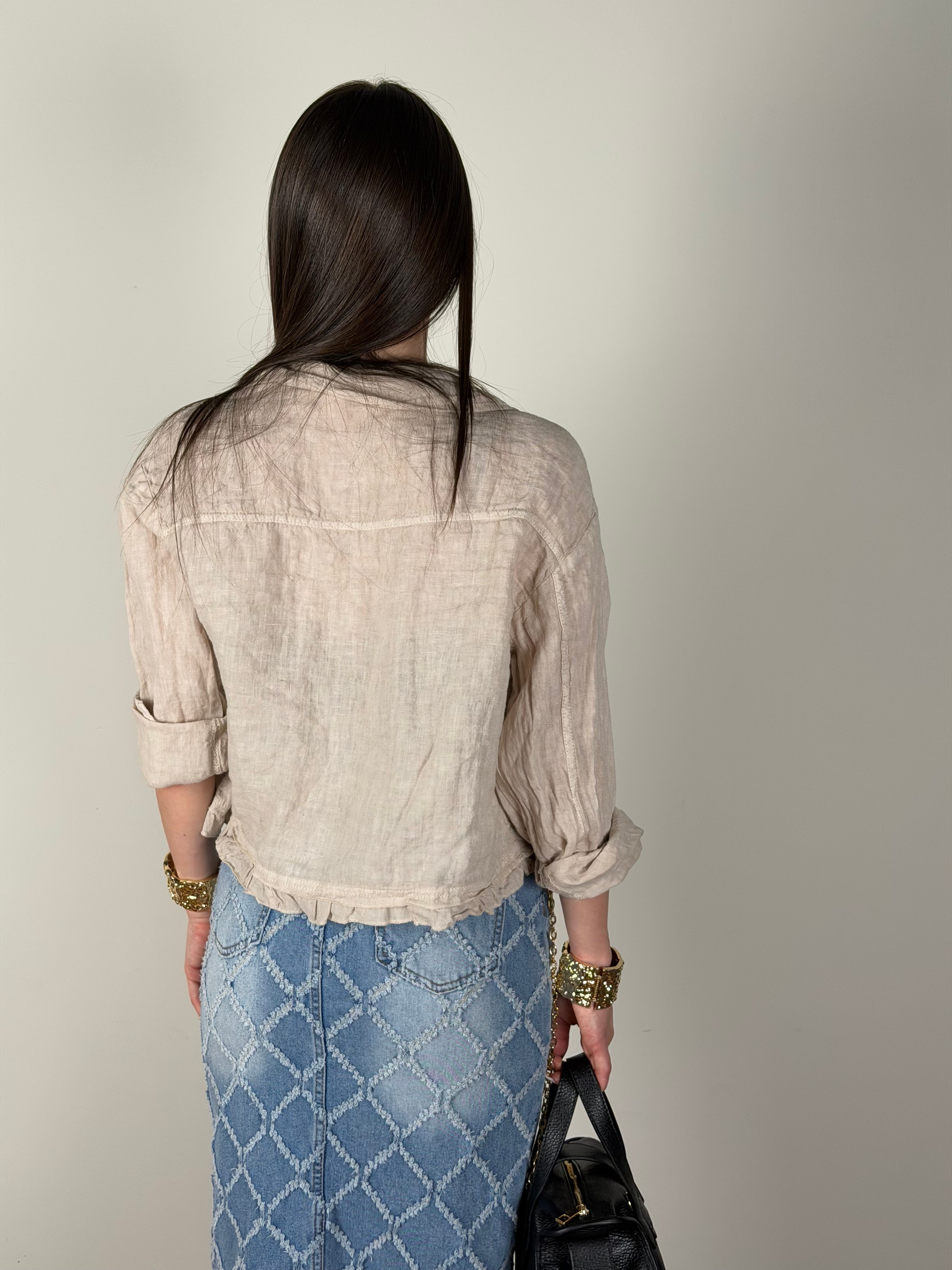 Camicia puro lino Glamour beige