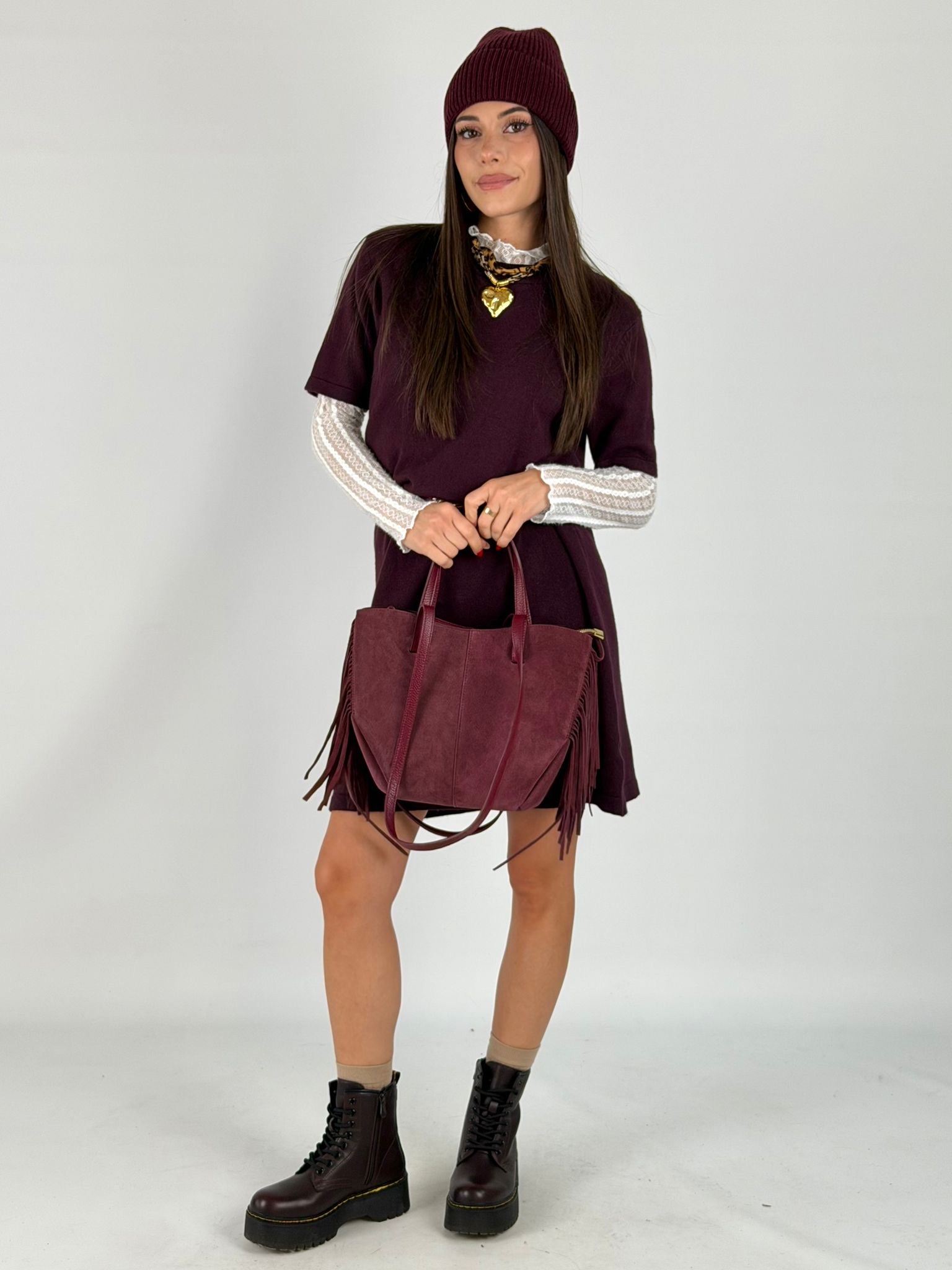 Abito maglia Asia bordeaux