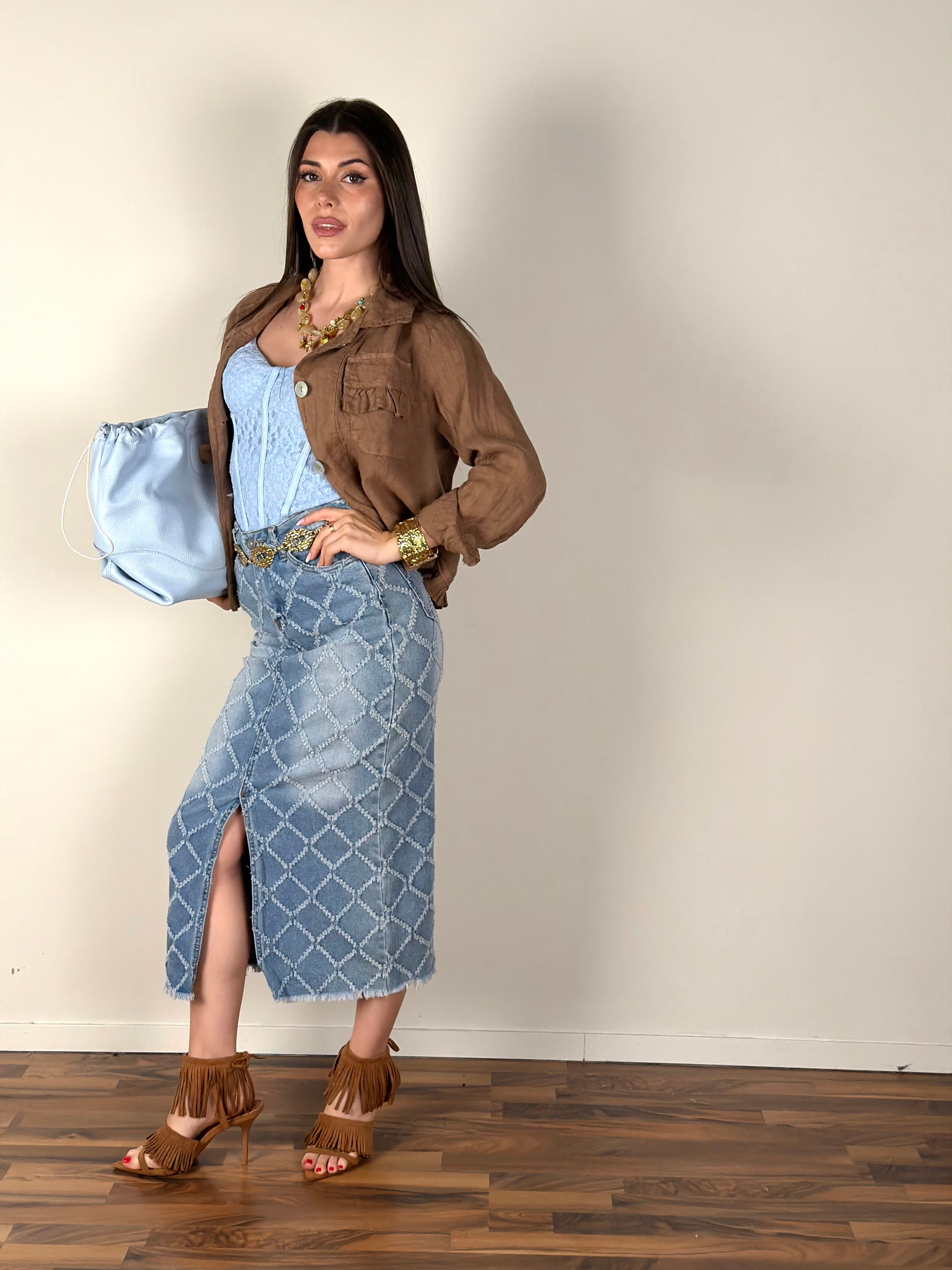 Camicia puro lino Glamour moro