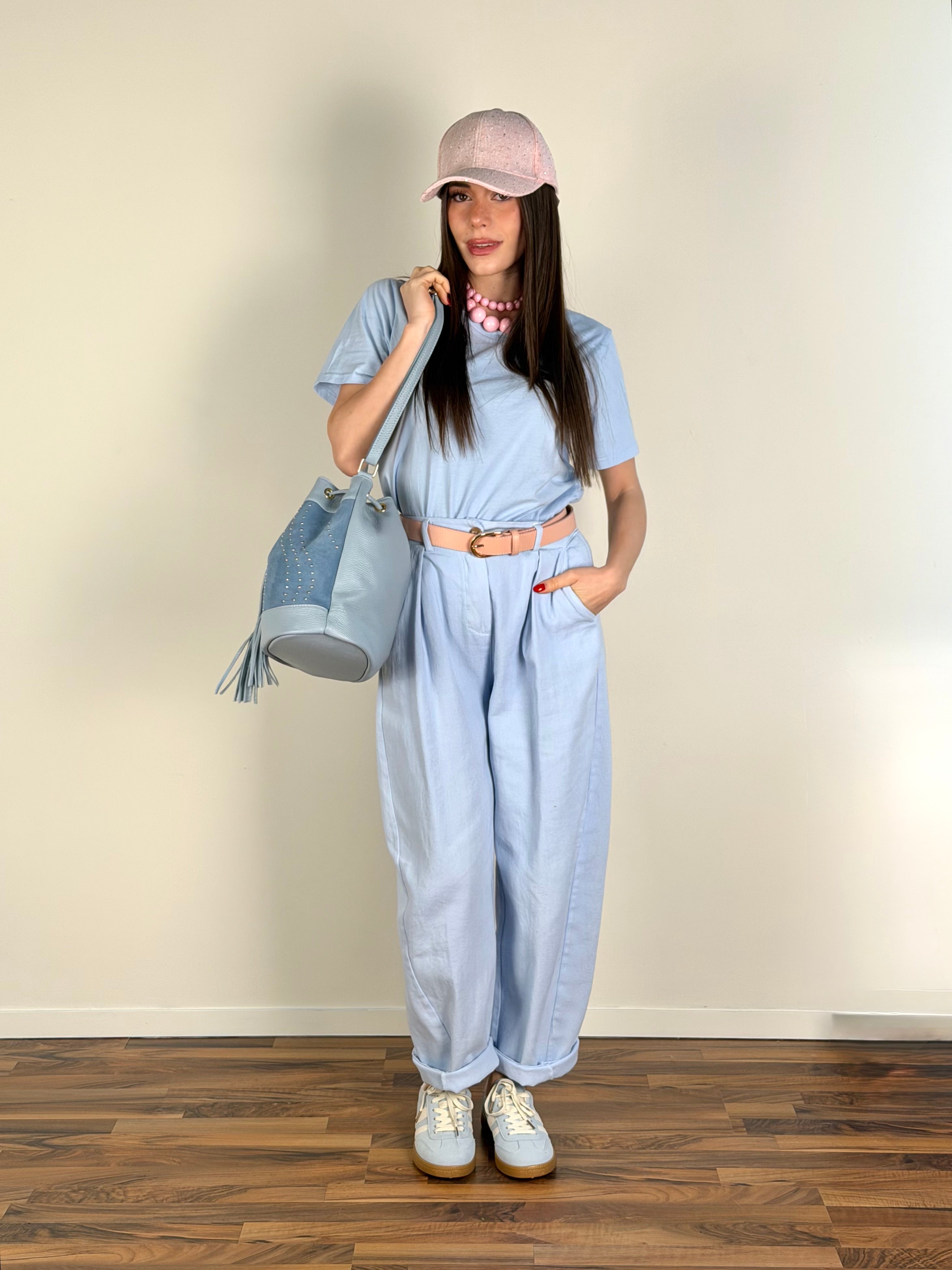 T-shirt monocolore celeste