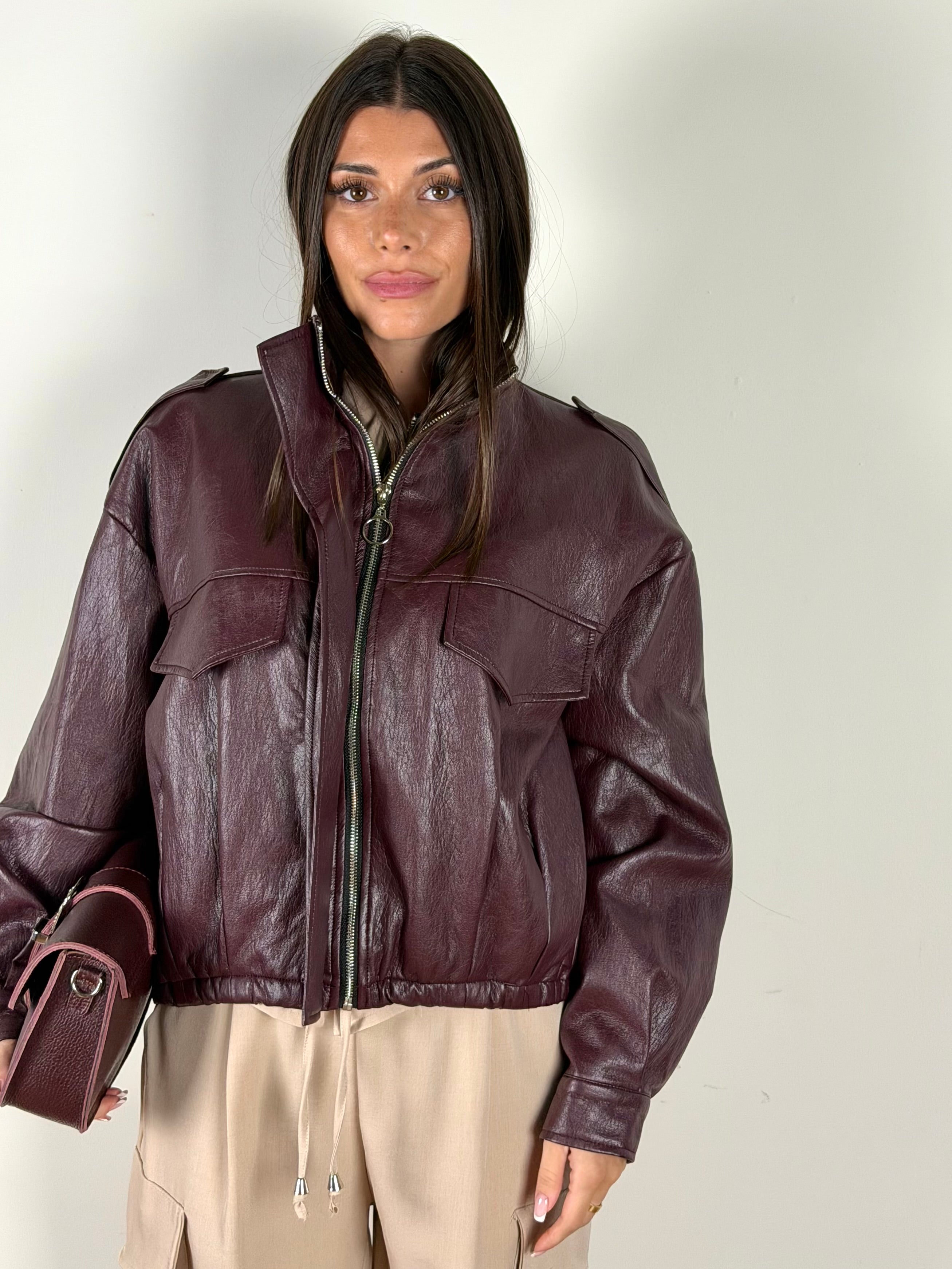 Bomber ecopelle Luna bordeaux