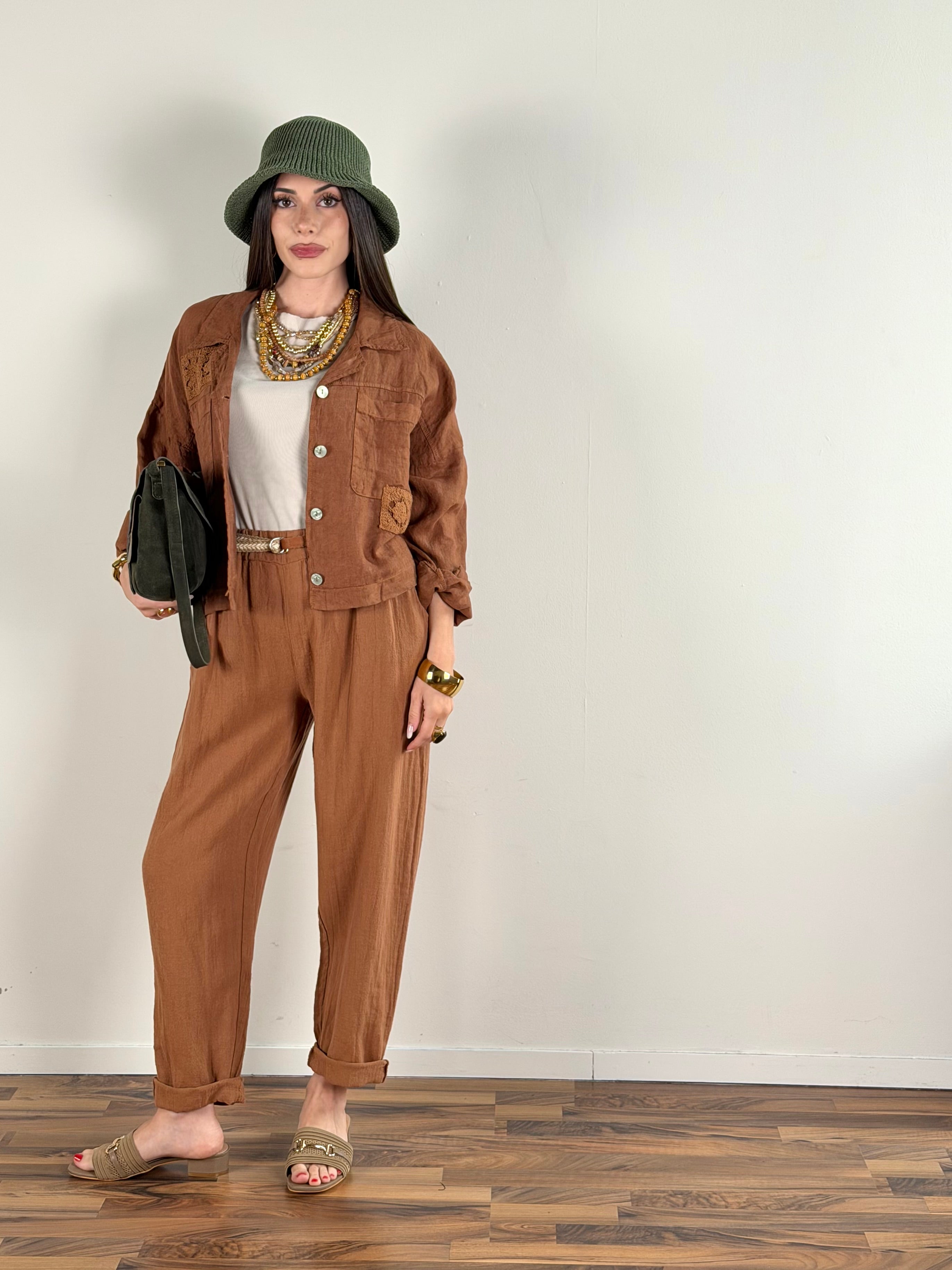 Camicia puro lino Kora coccio