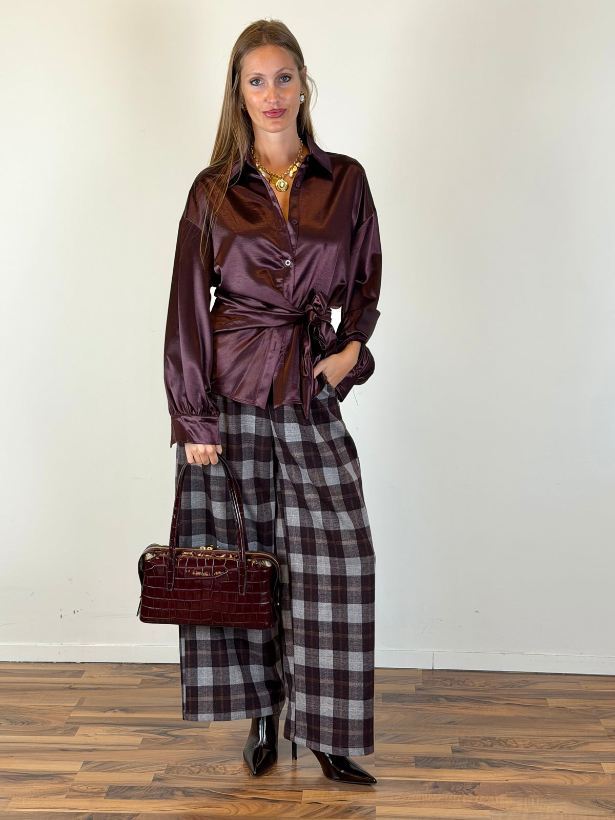 Camicia Scozia bordeaux