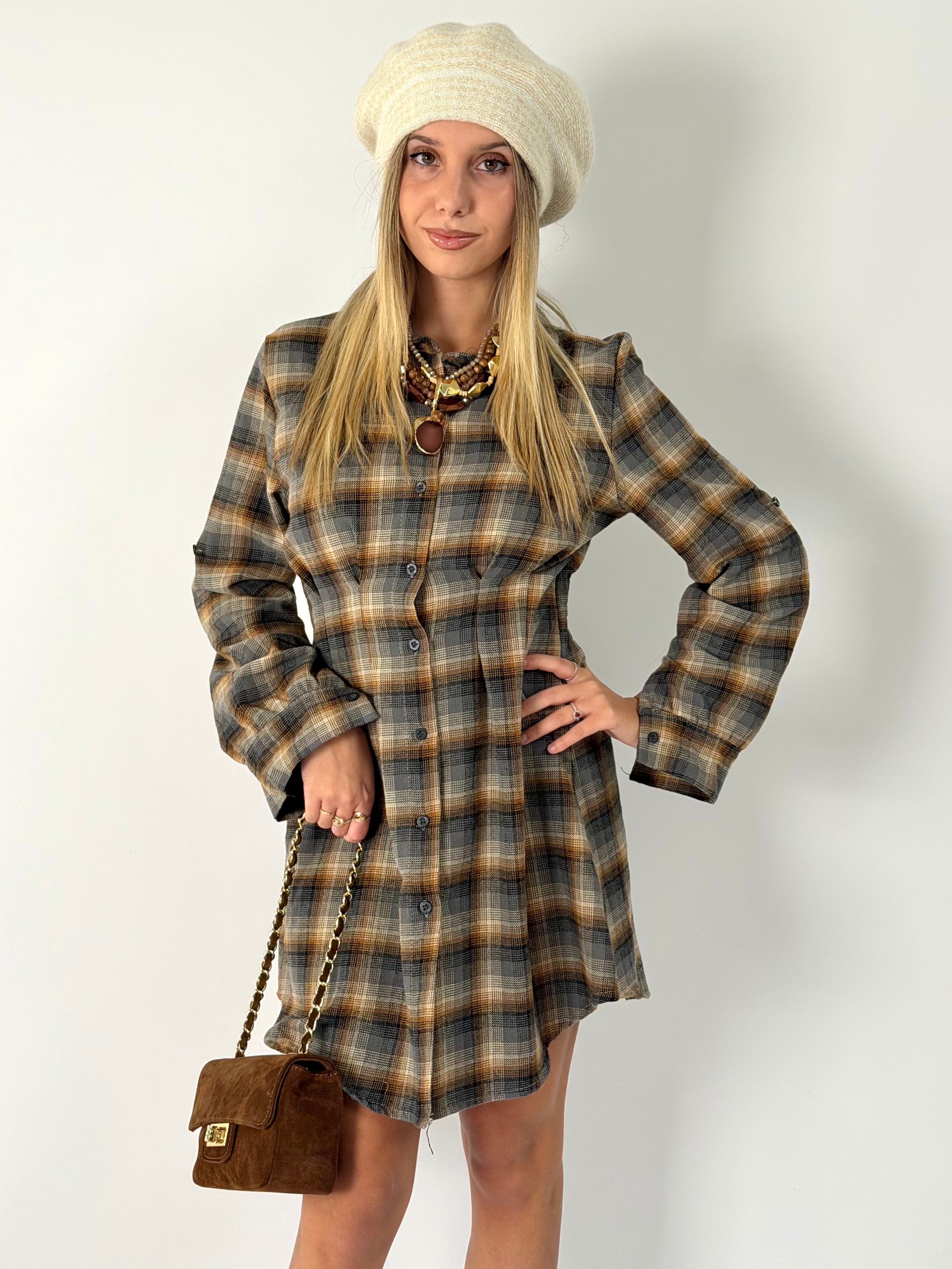 Abito Sissy check tabacco