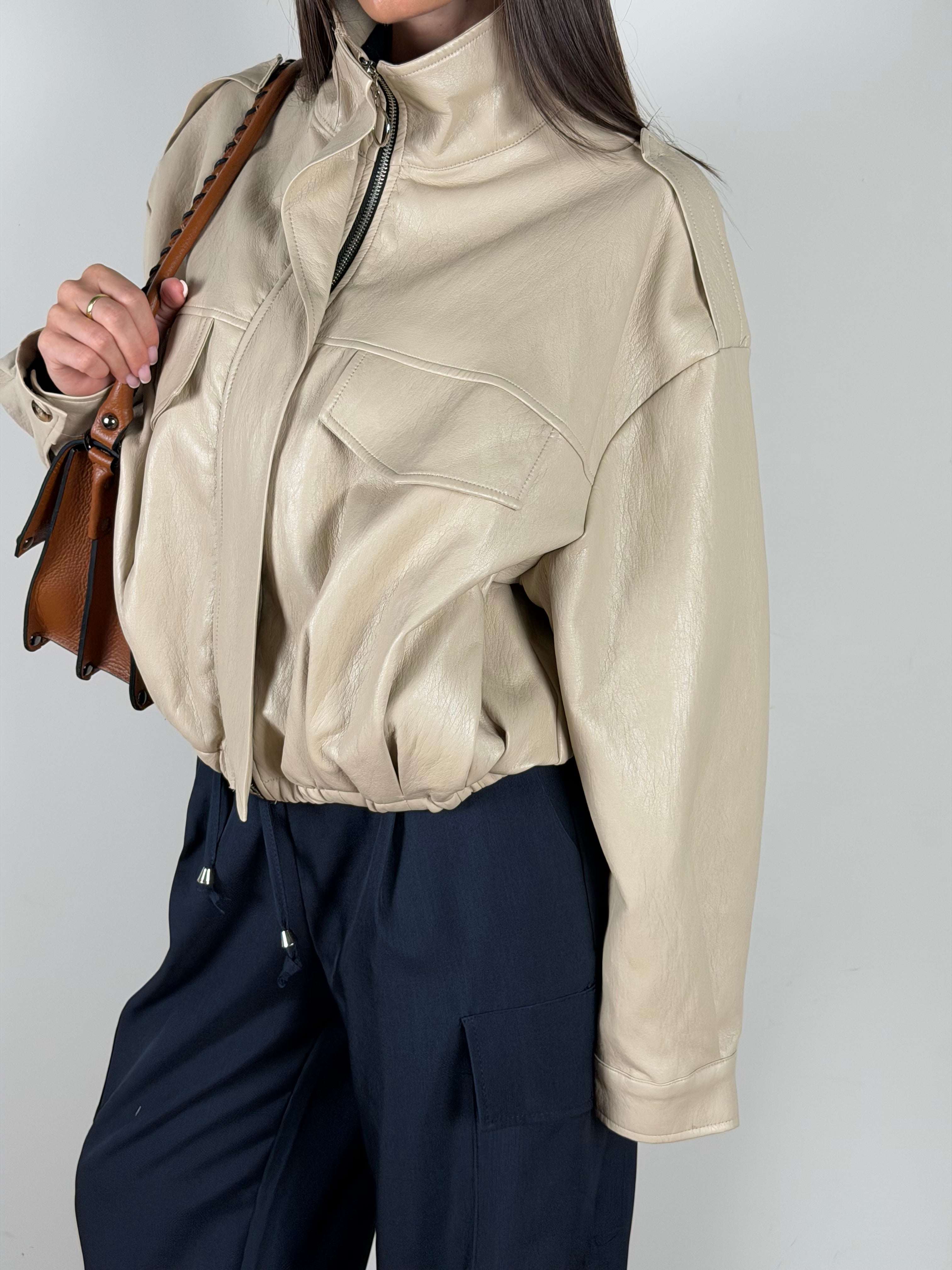 Bomber ecopelle Luna beige