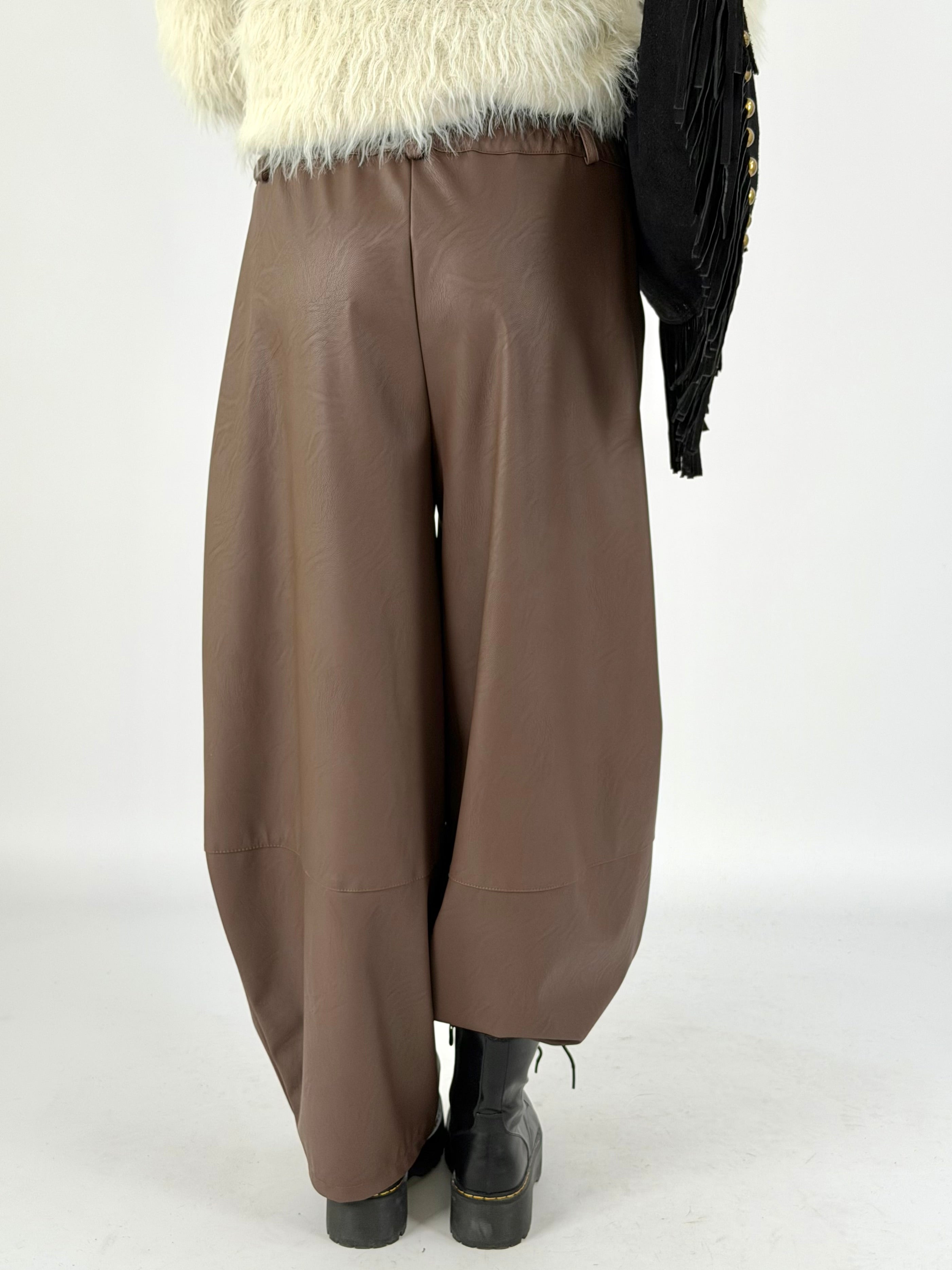 Pantalone balloon ecopelle moro