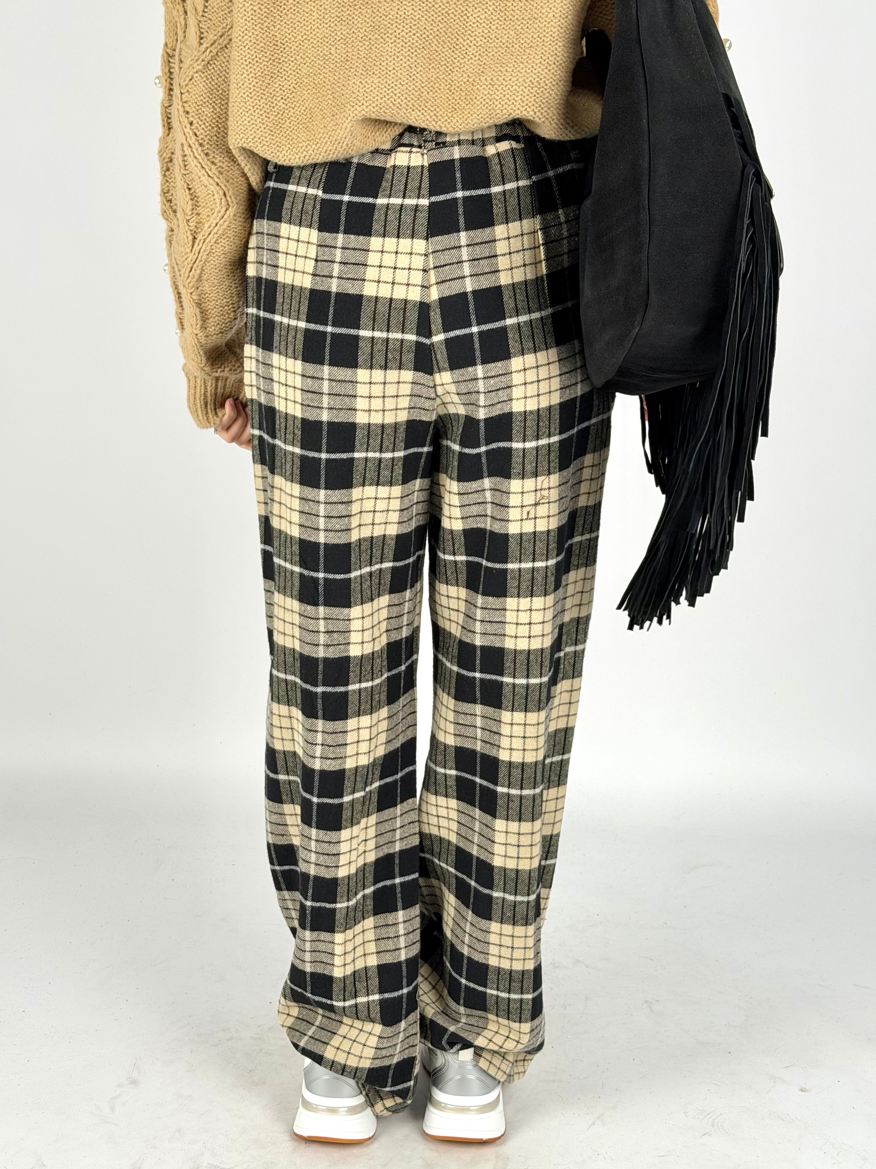 Pantalone check Perla nero