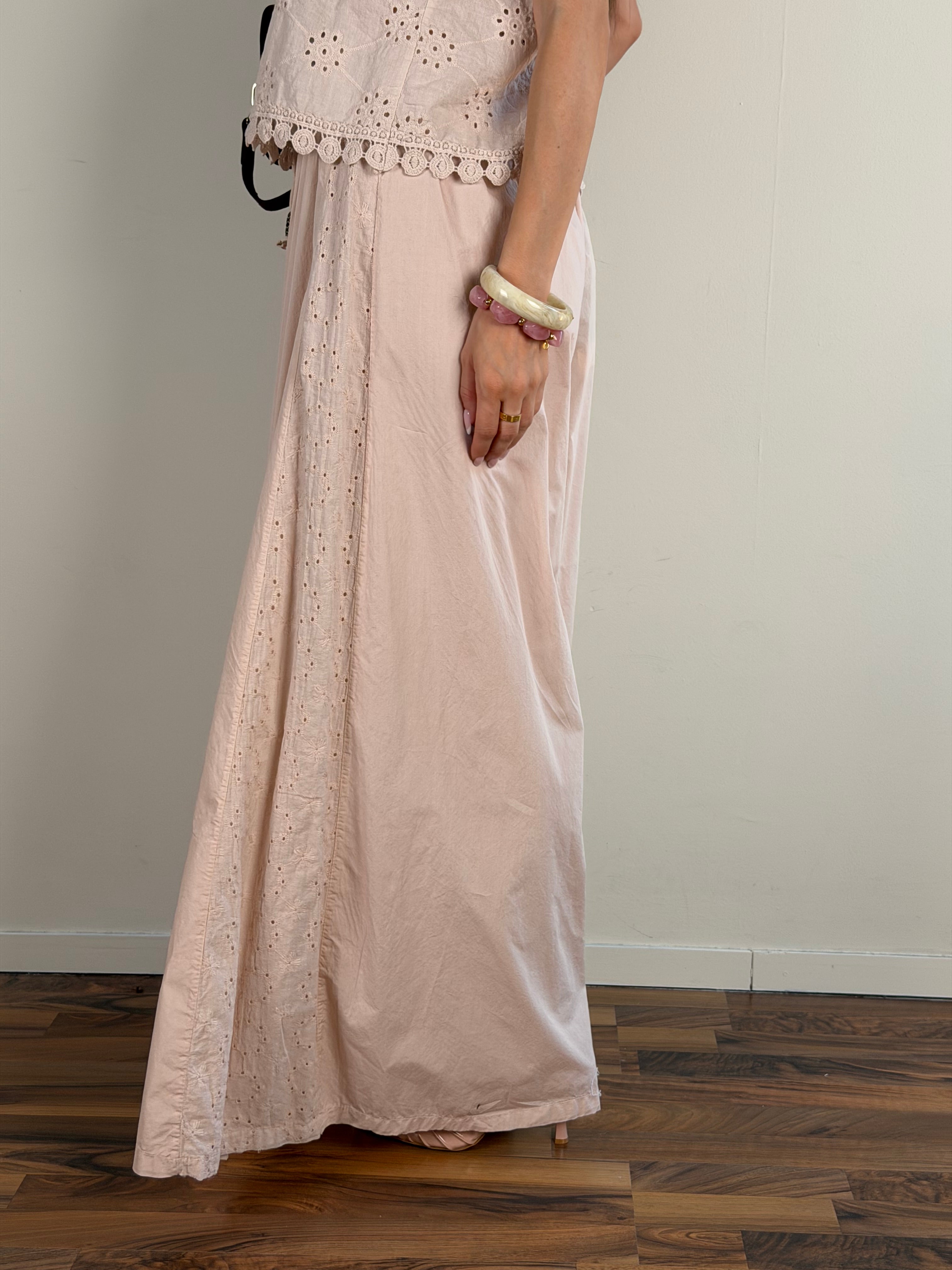 Pantalone colors pizzo sangallo rosa