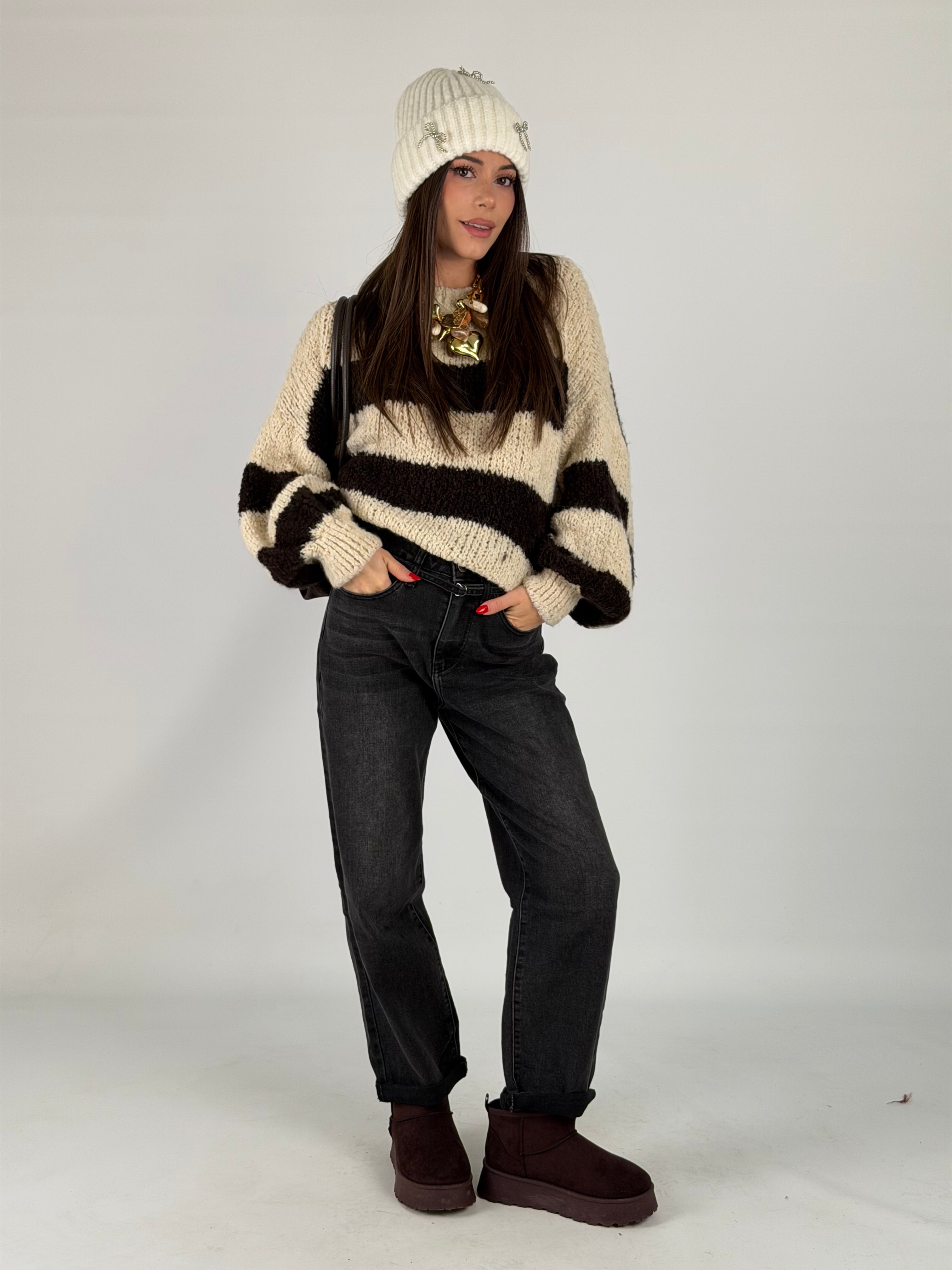 Maglia righe carry beige