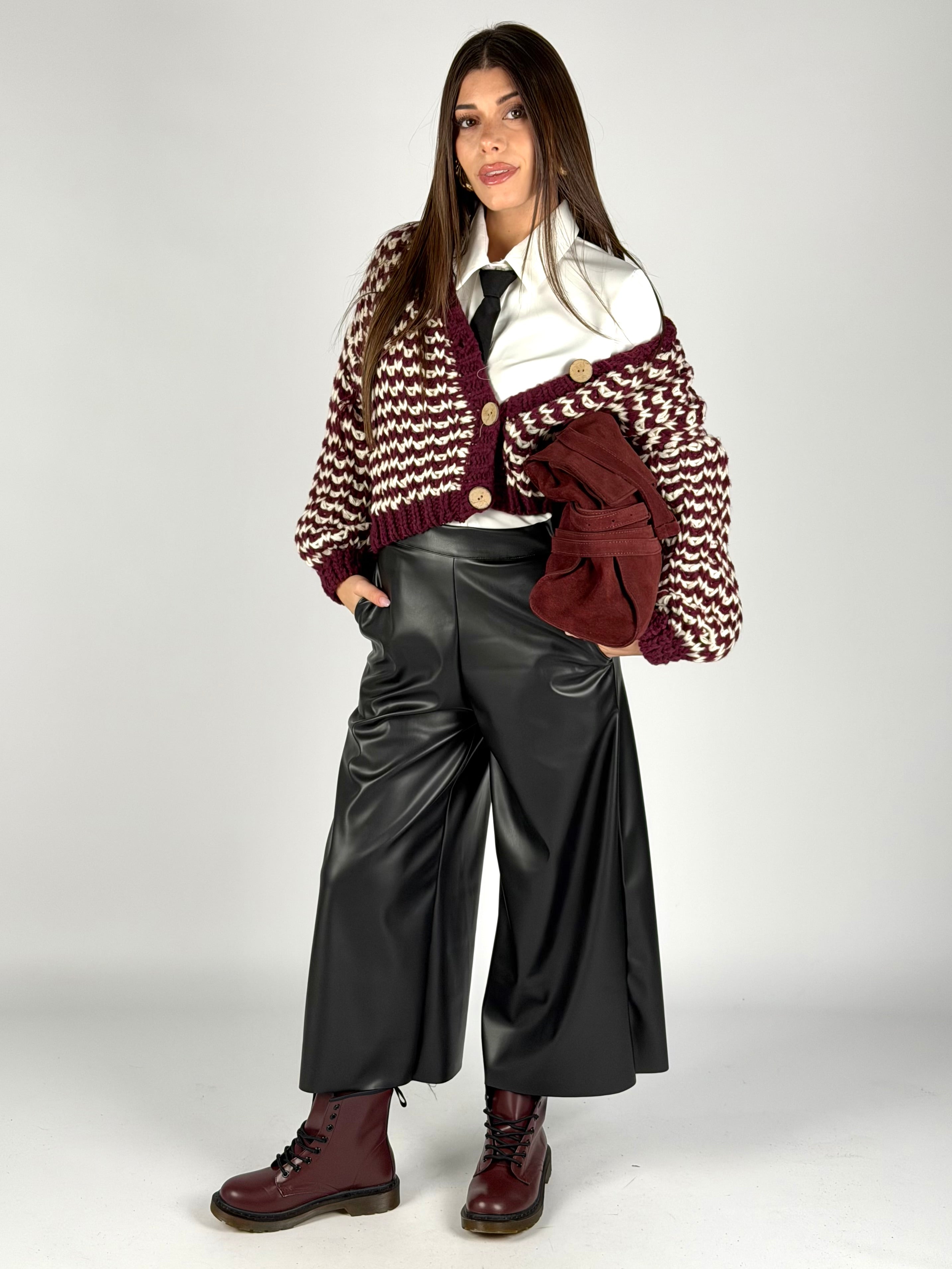 Maglione zig zag bordeaux