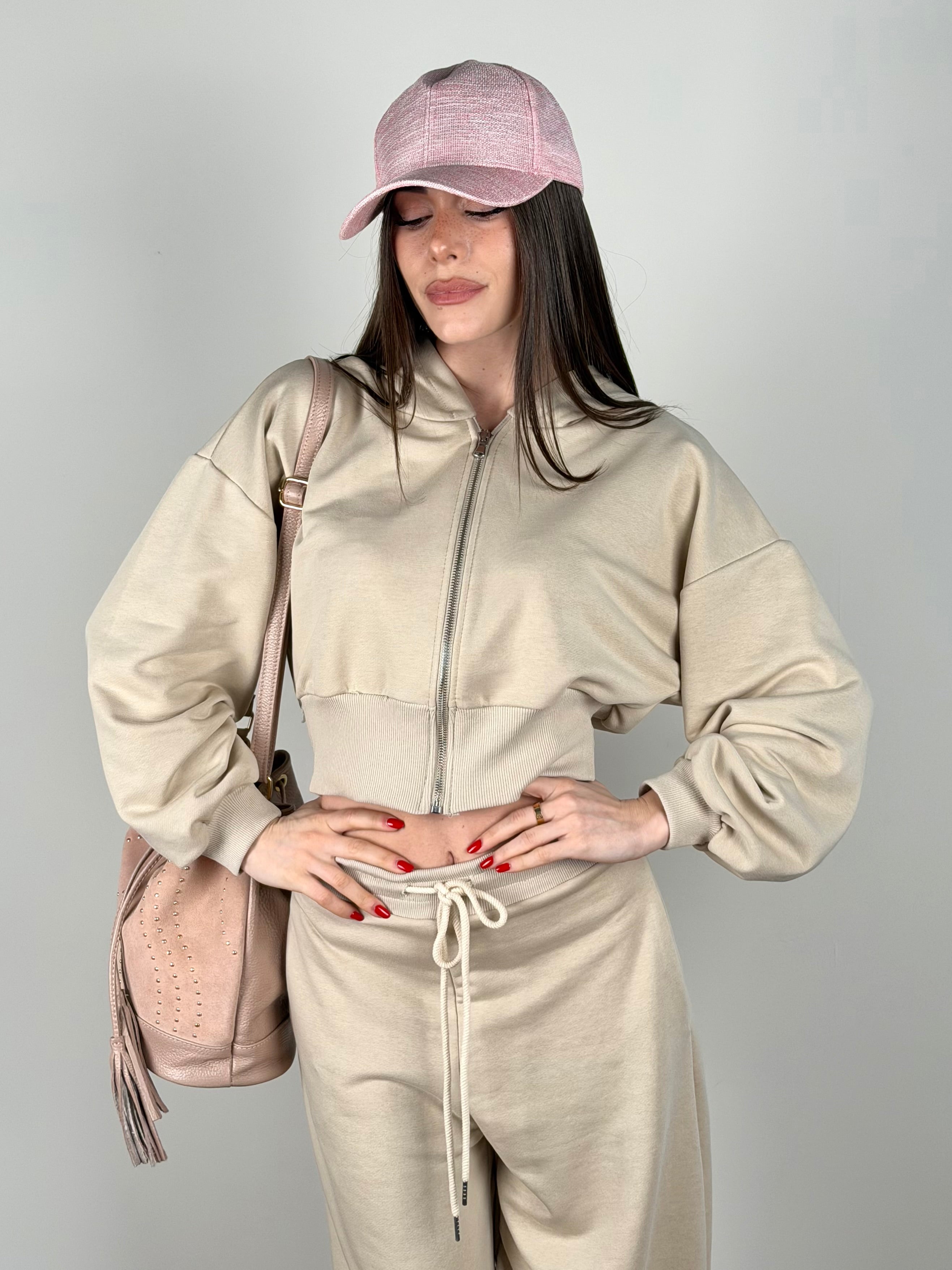 Felpa tuta sportiva basic beige