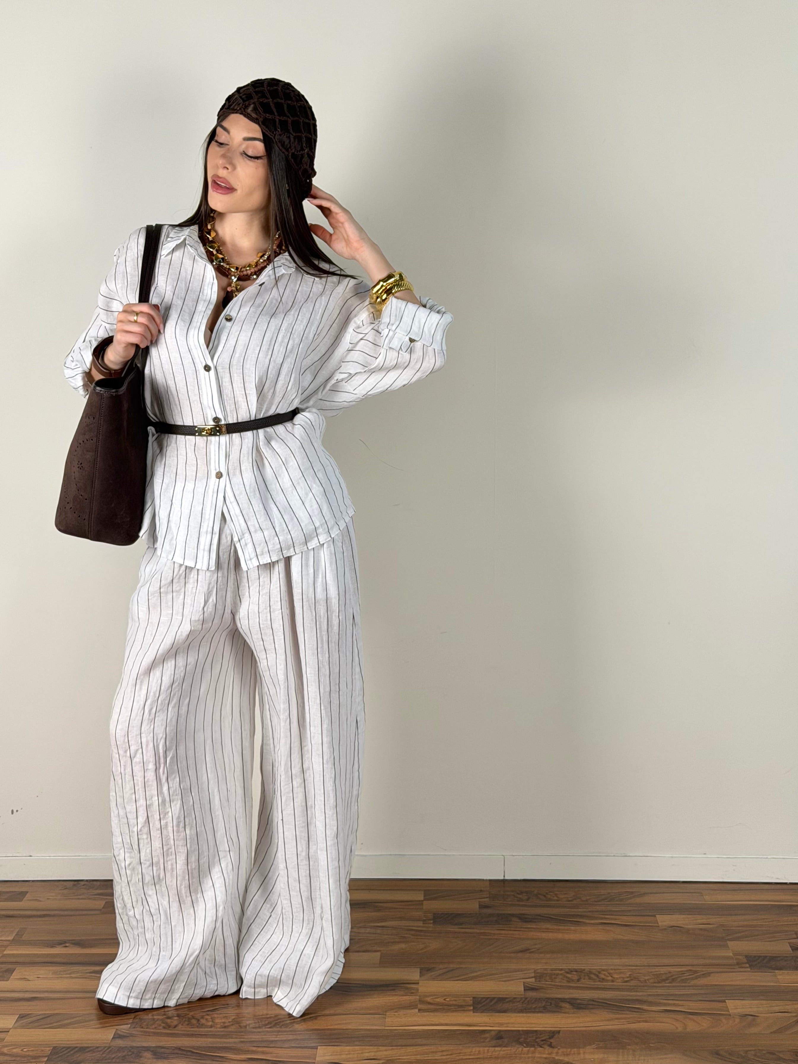 Pantalone puro lino Margot bianco