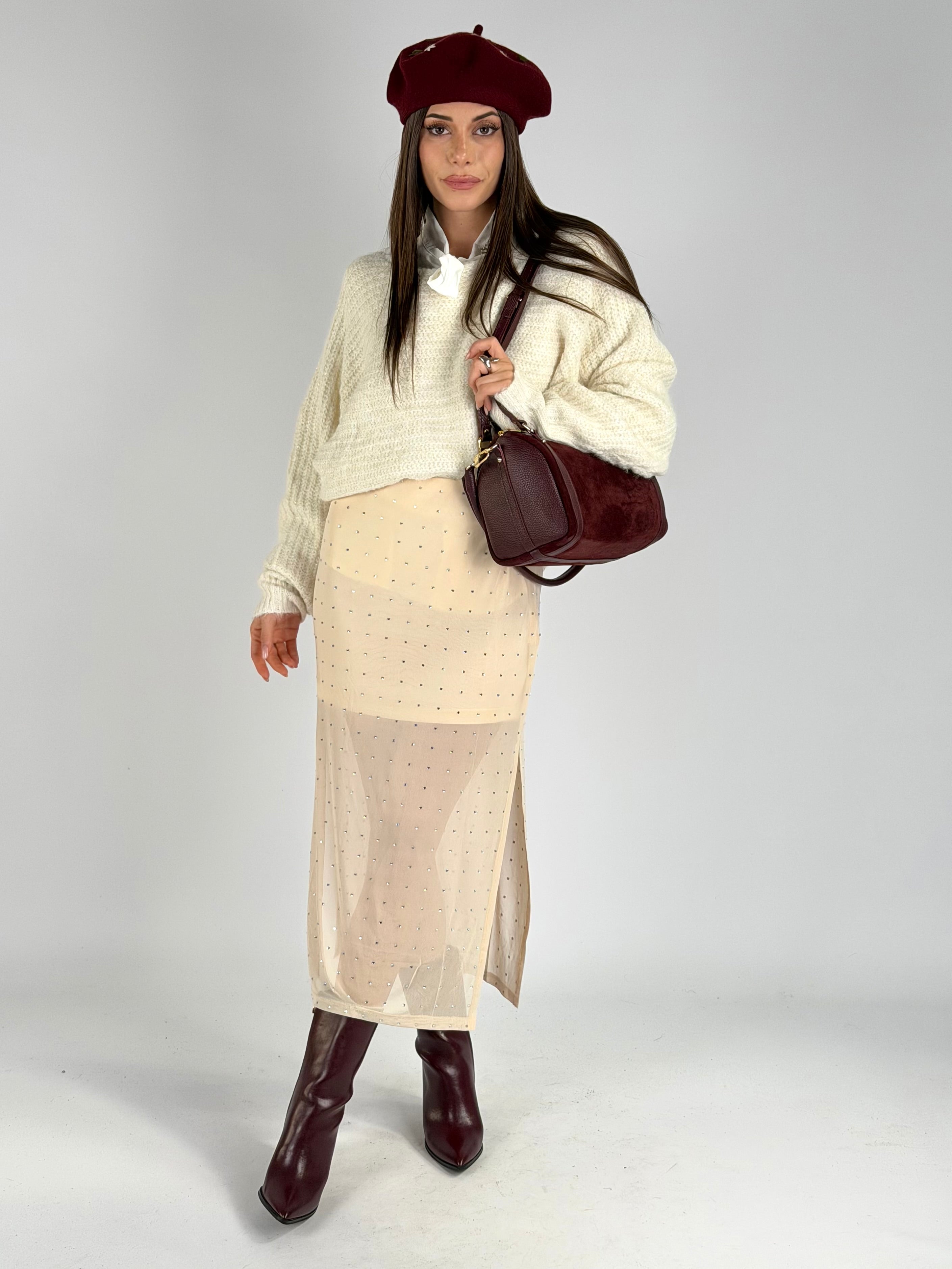 Maglia filo oro panna