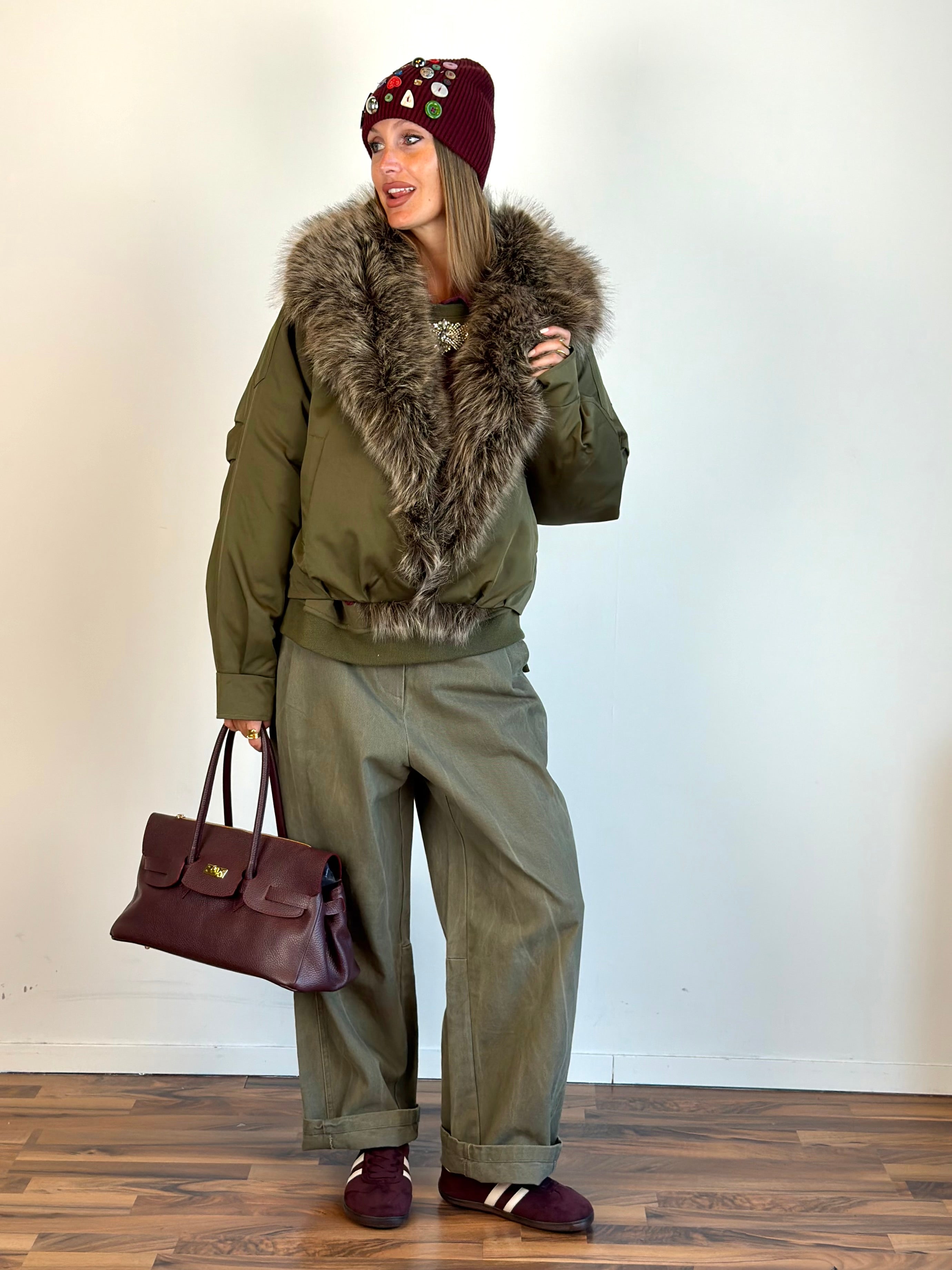 Piumino ecopelliccia Zoe verde