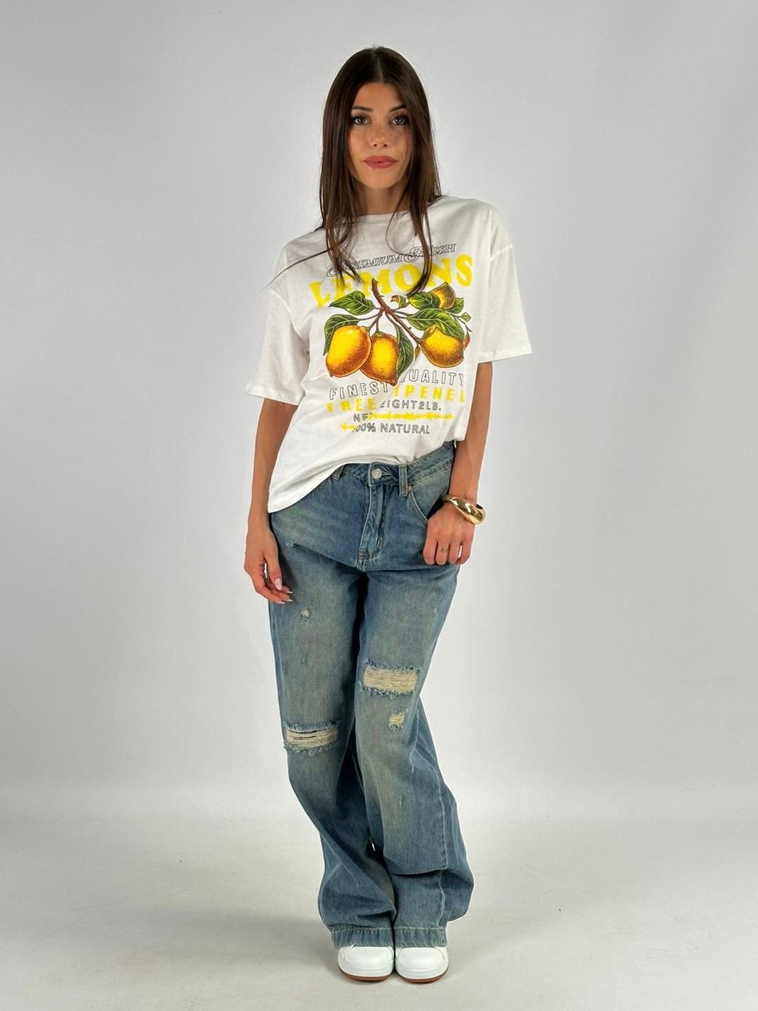 T-shirt premium 100% cotone lemon bianca