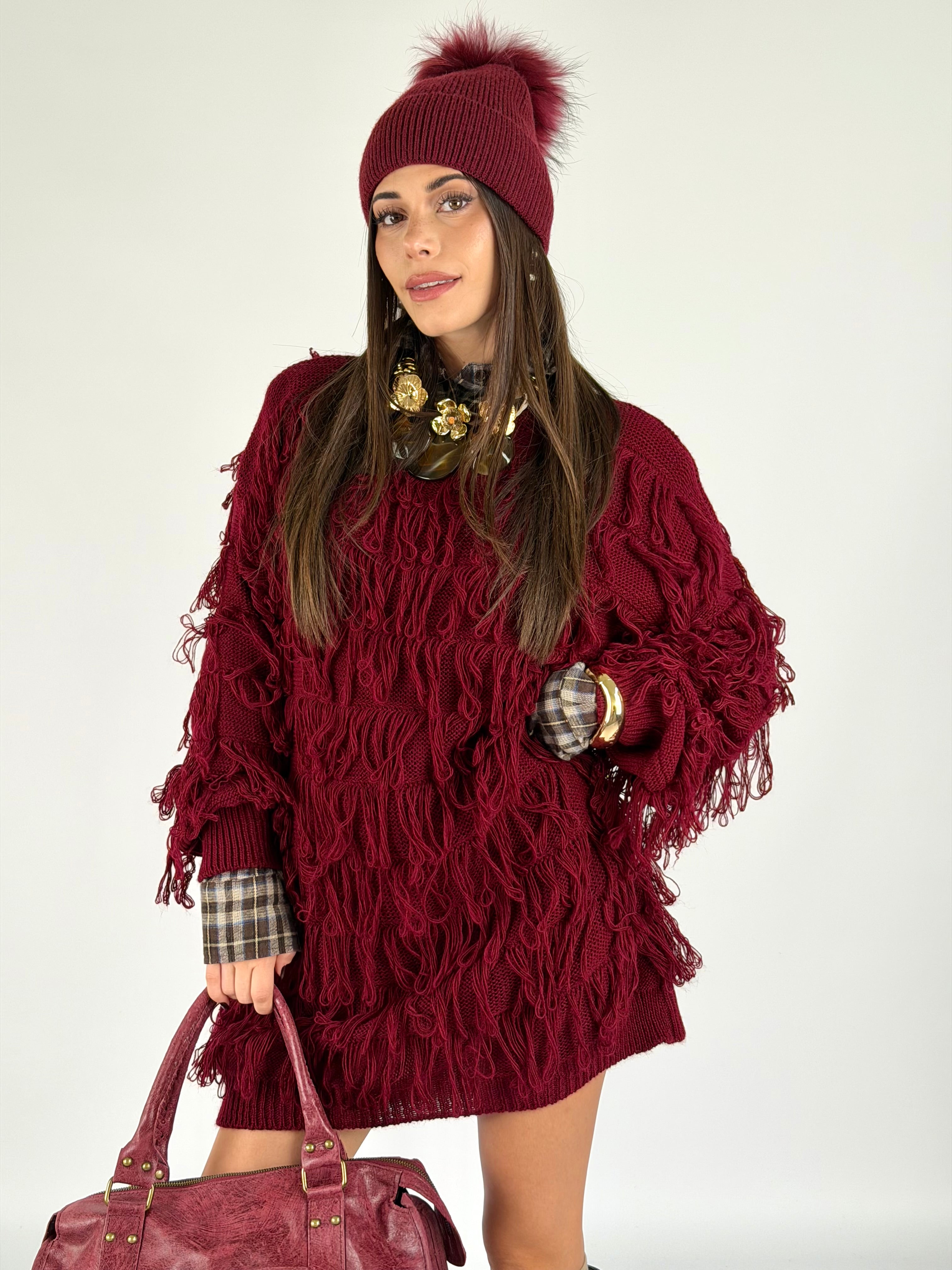 Abito frange bordeaux