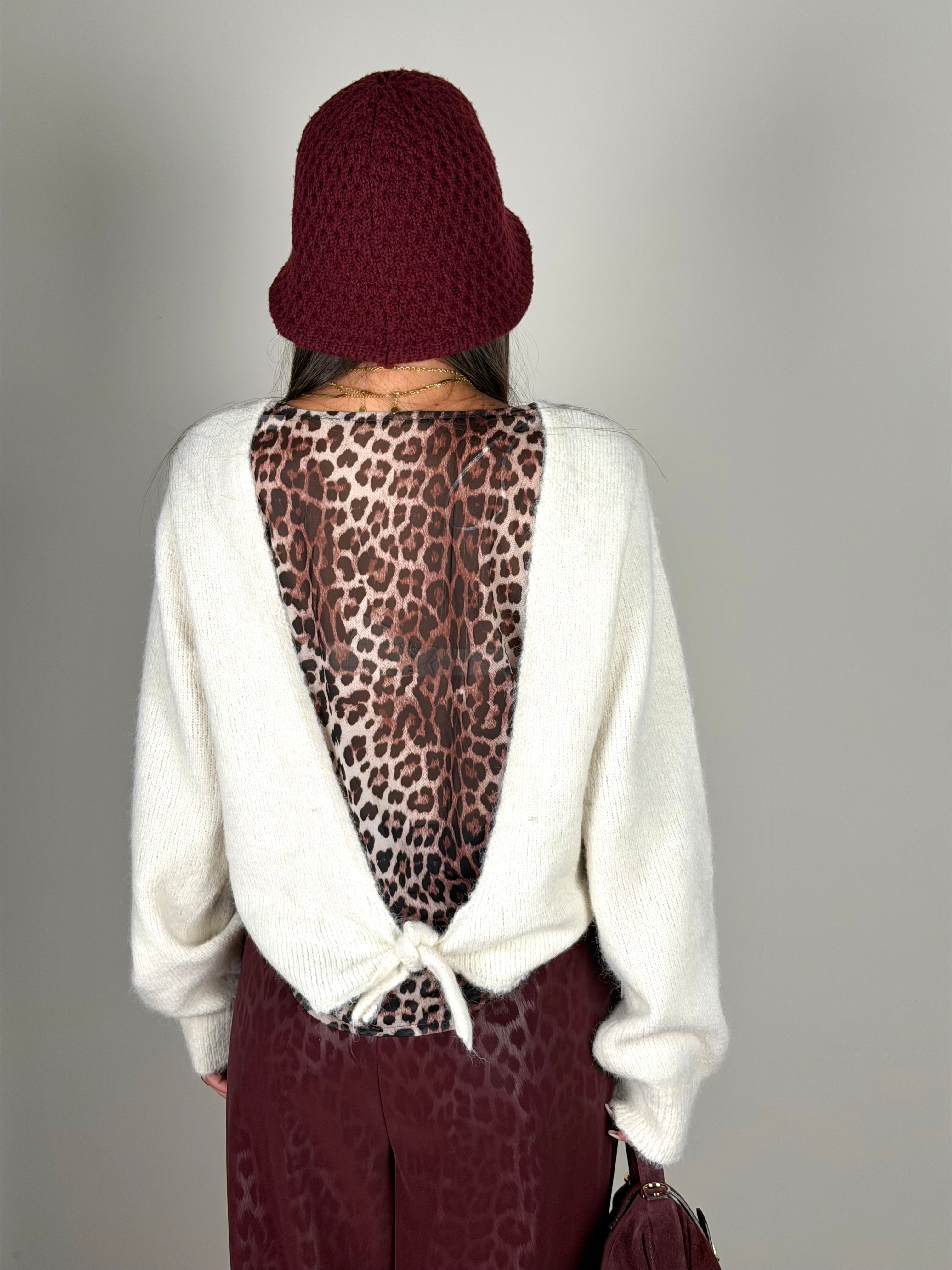 Maglia retro maculato panna