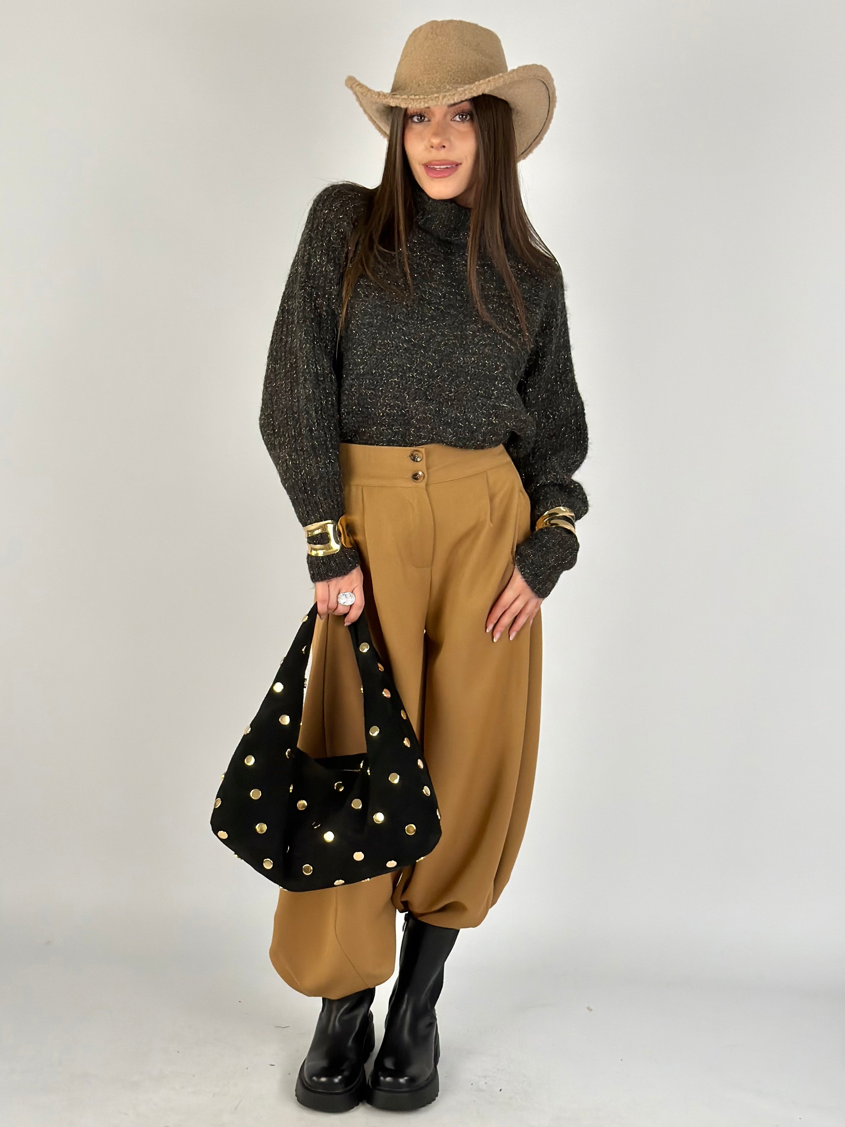 Pantalone parigina tabacco