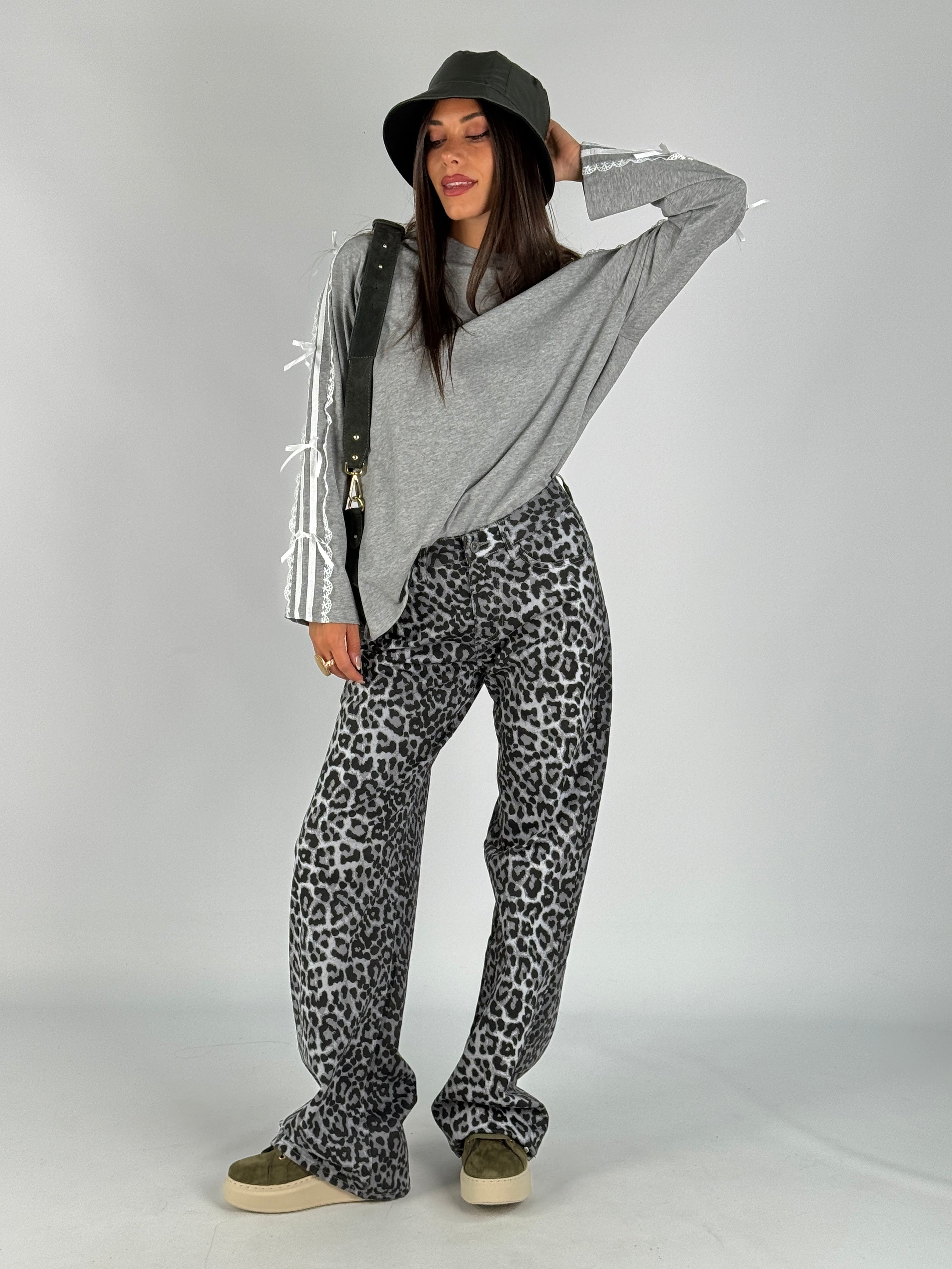 Felpa fiocchi grigia