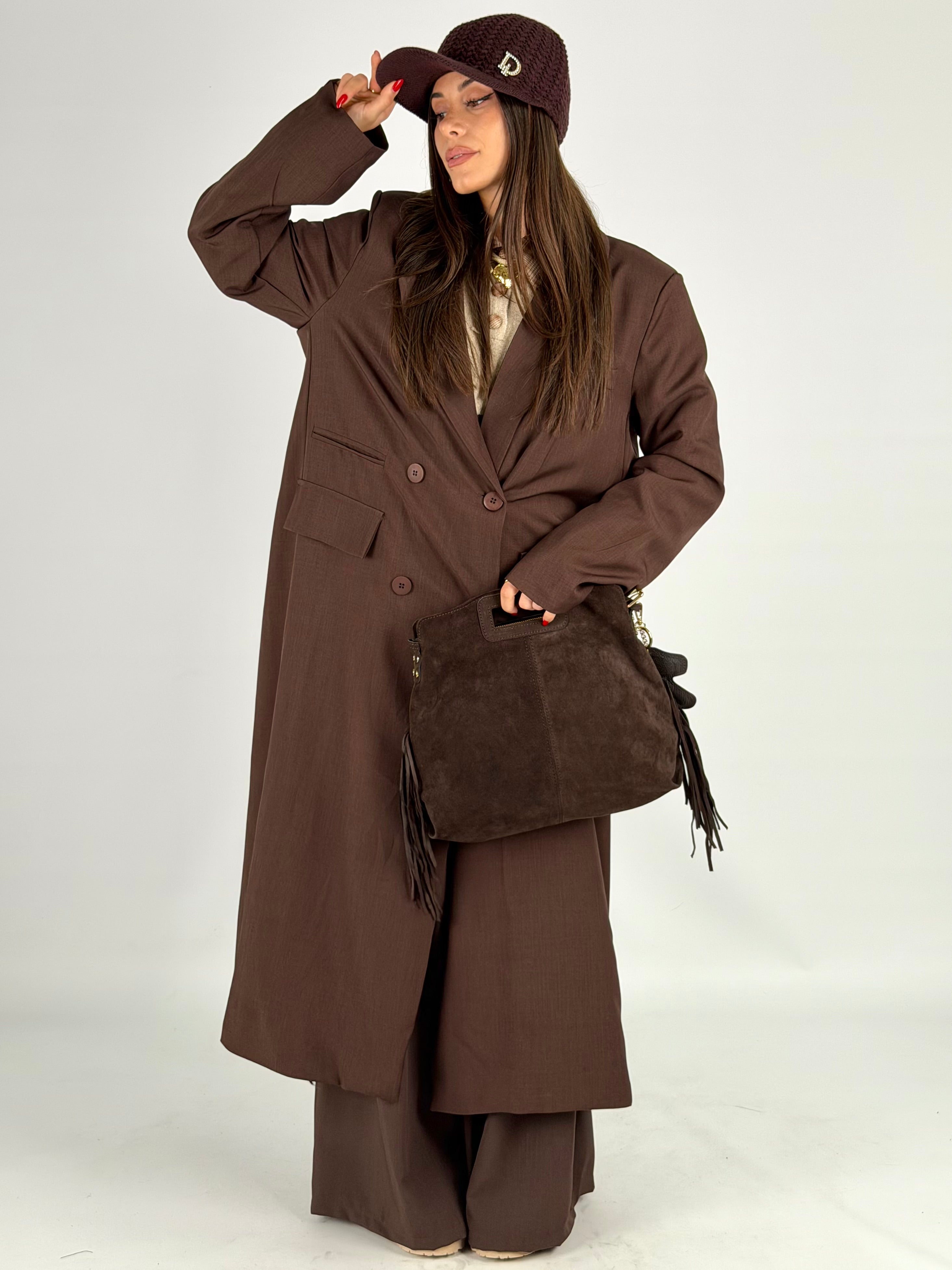 Cappotto lungo doppio petto moro