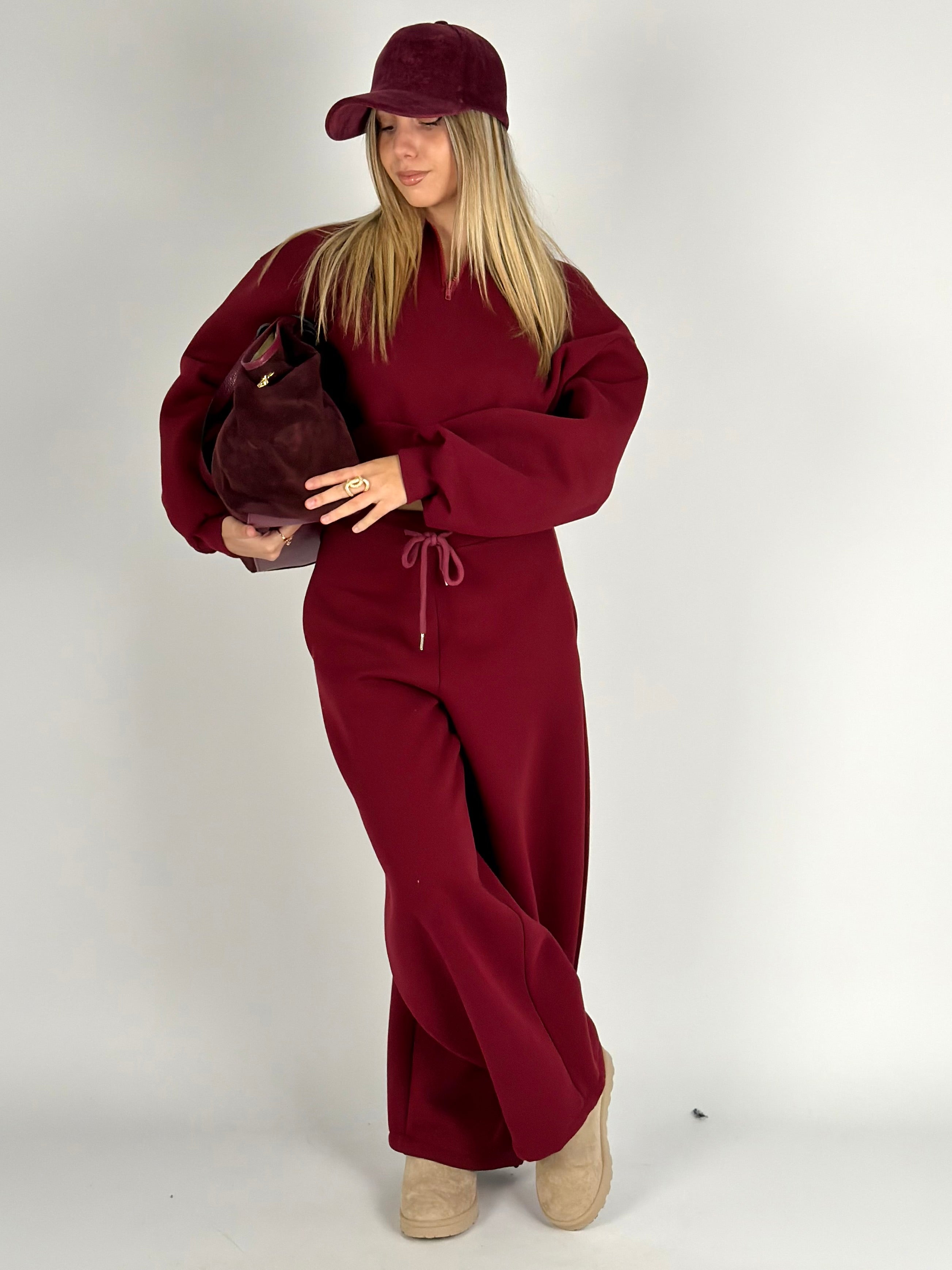 Pantalone tuta sportiva Diva bordeaux