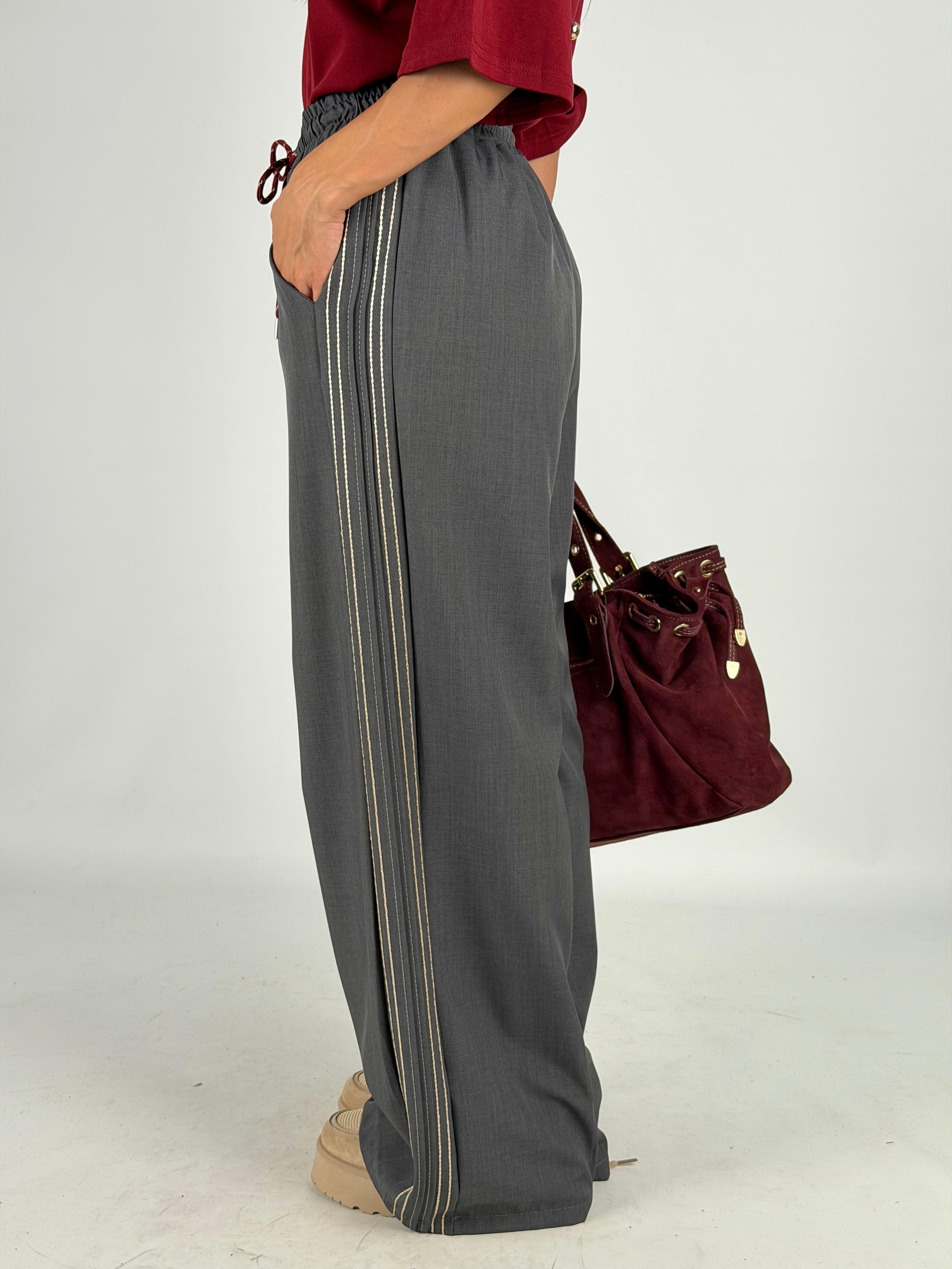 Pantalone righe grigio