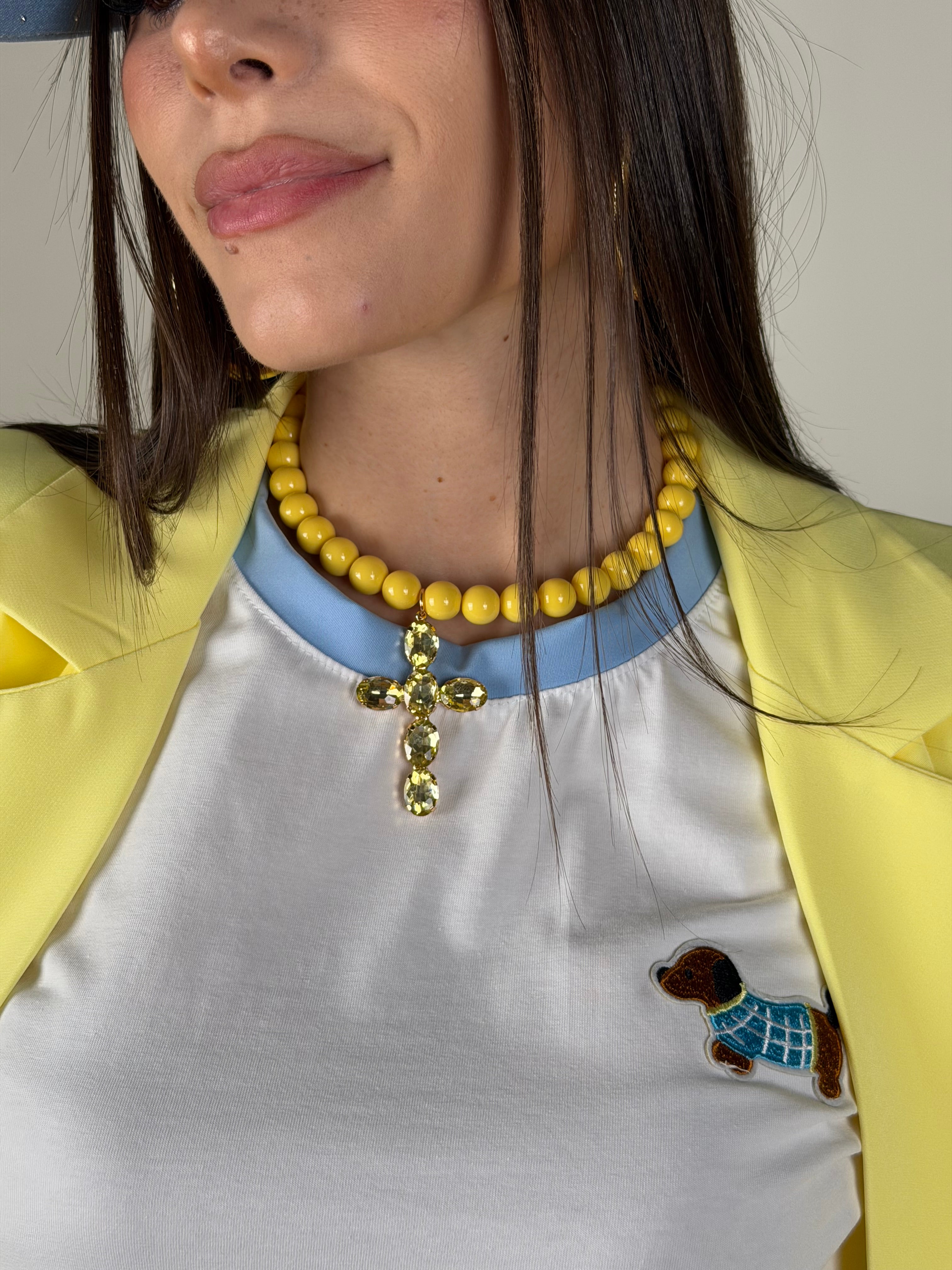 Collana croce e perle - 5 colori