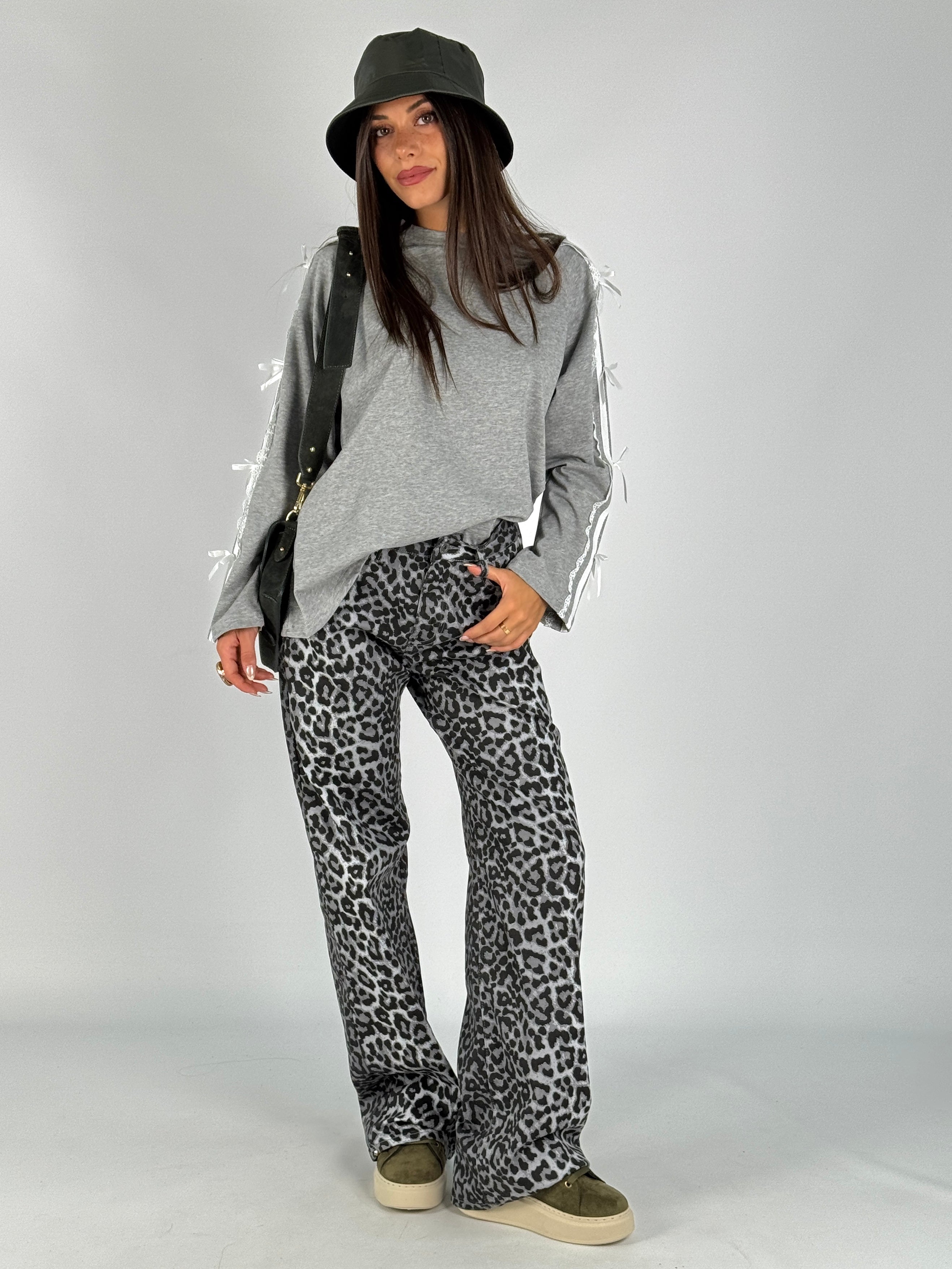 Felpa fiocchi grigia