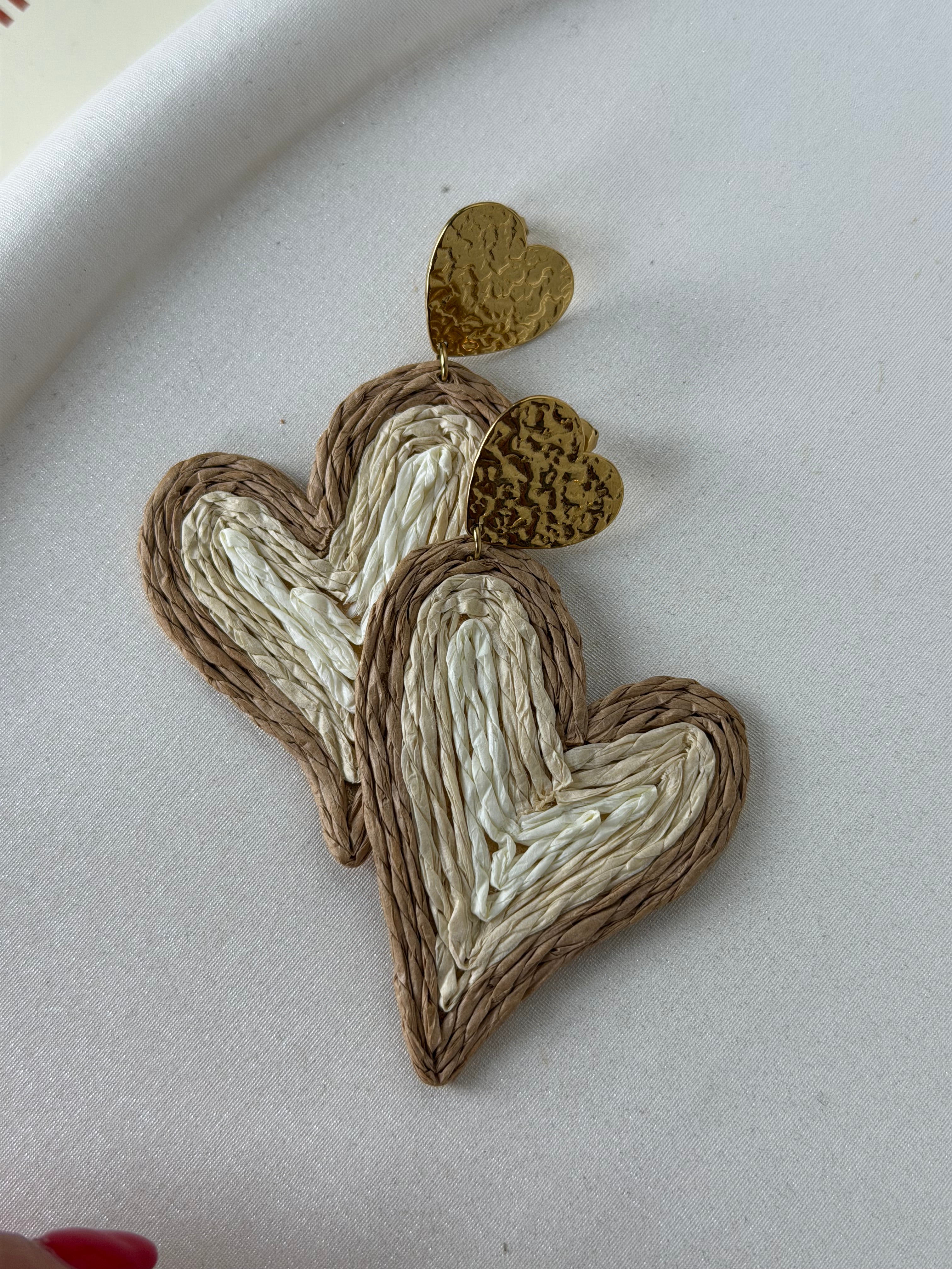 Orecchini cuore ricamato - collezione FILO ORO