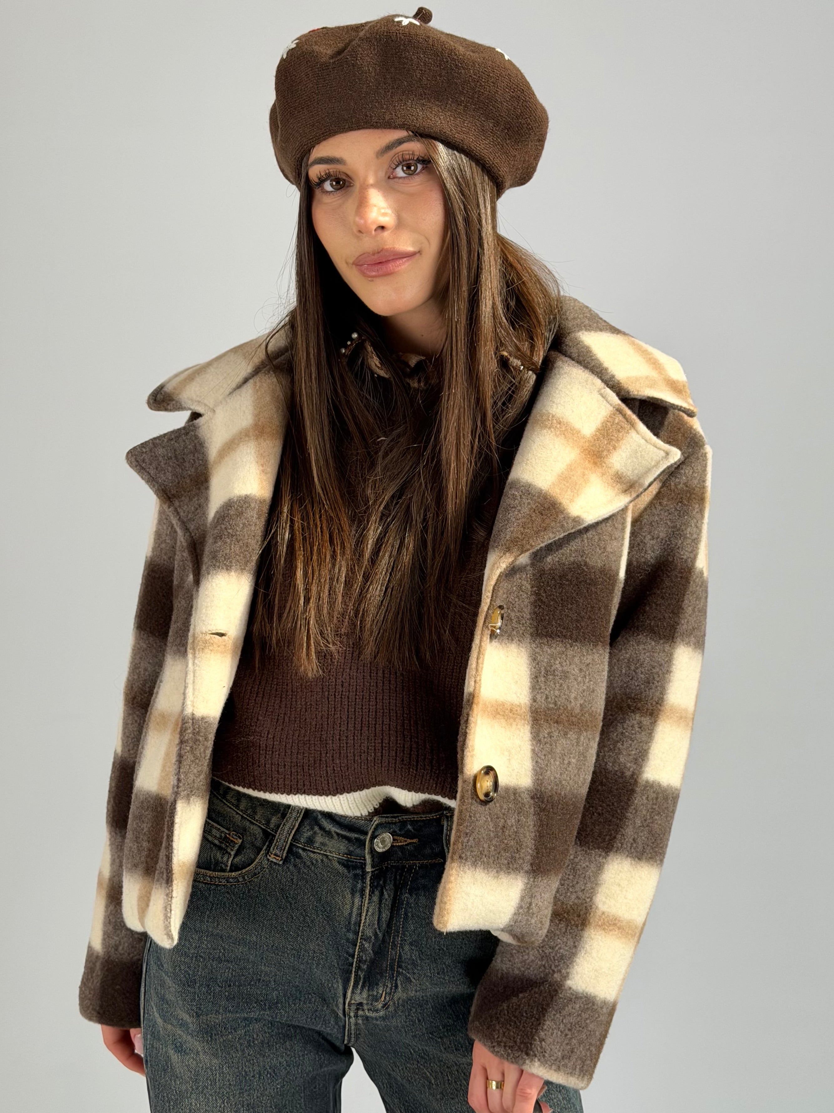 cappotto check in panno Moro