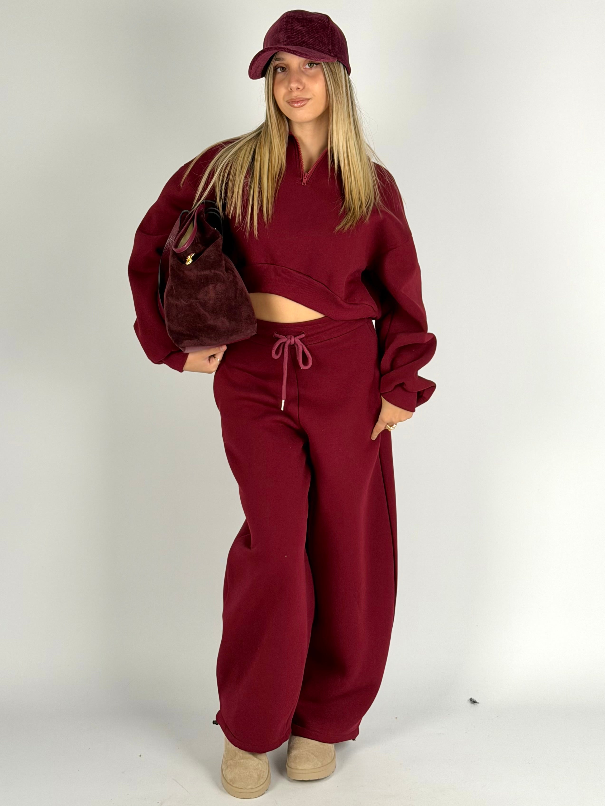 Pantalone tuta sportiva Diva bordeaux