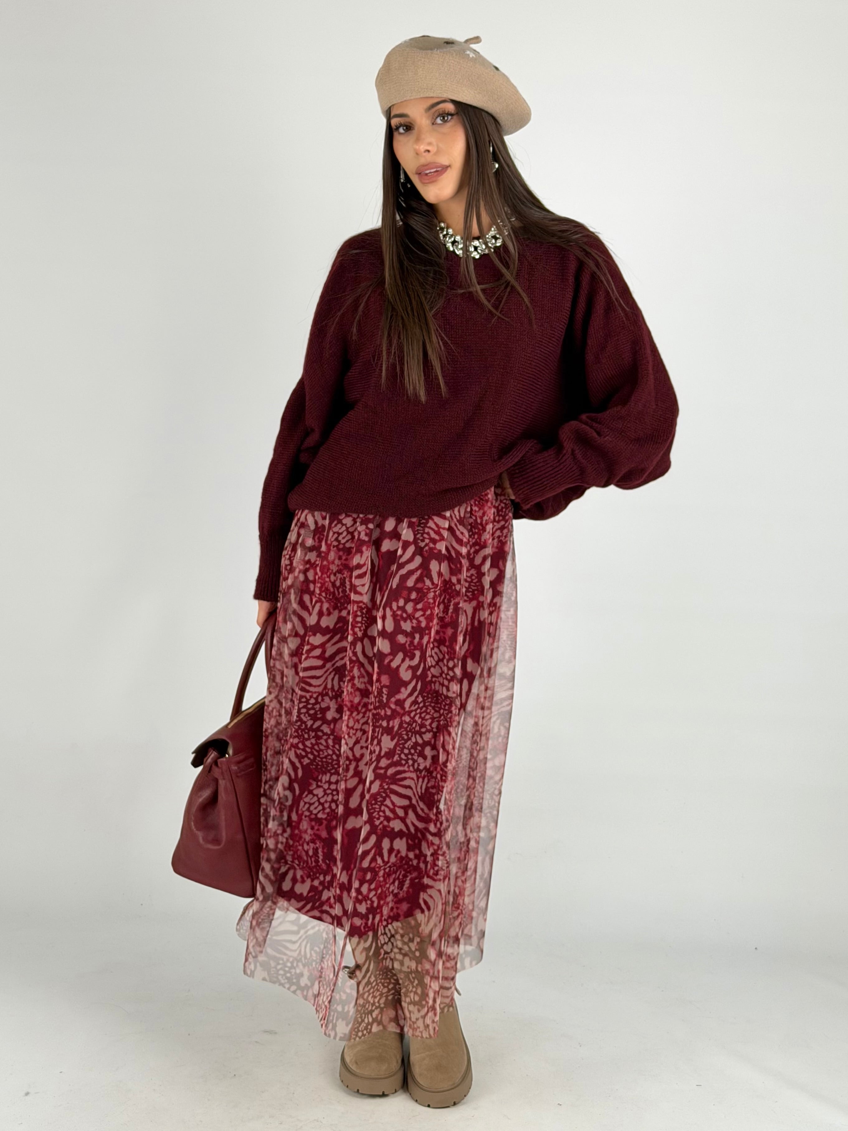 Abito + maglione Carly bordeaux