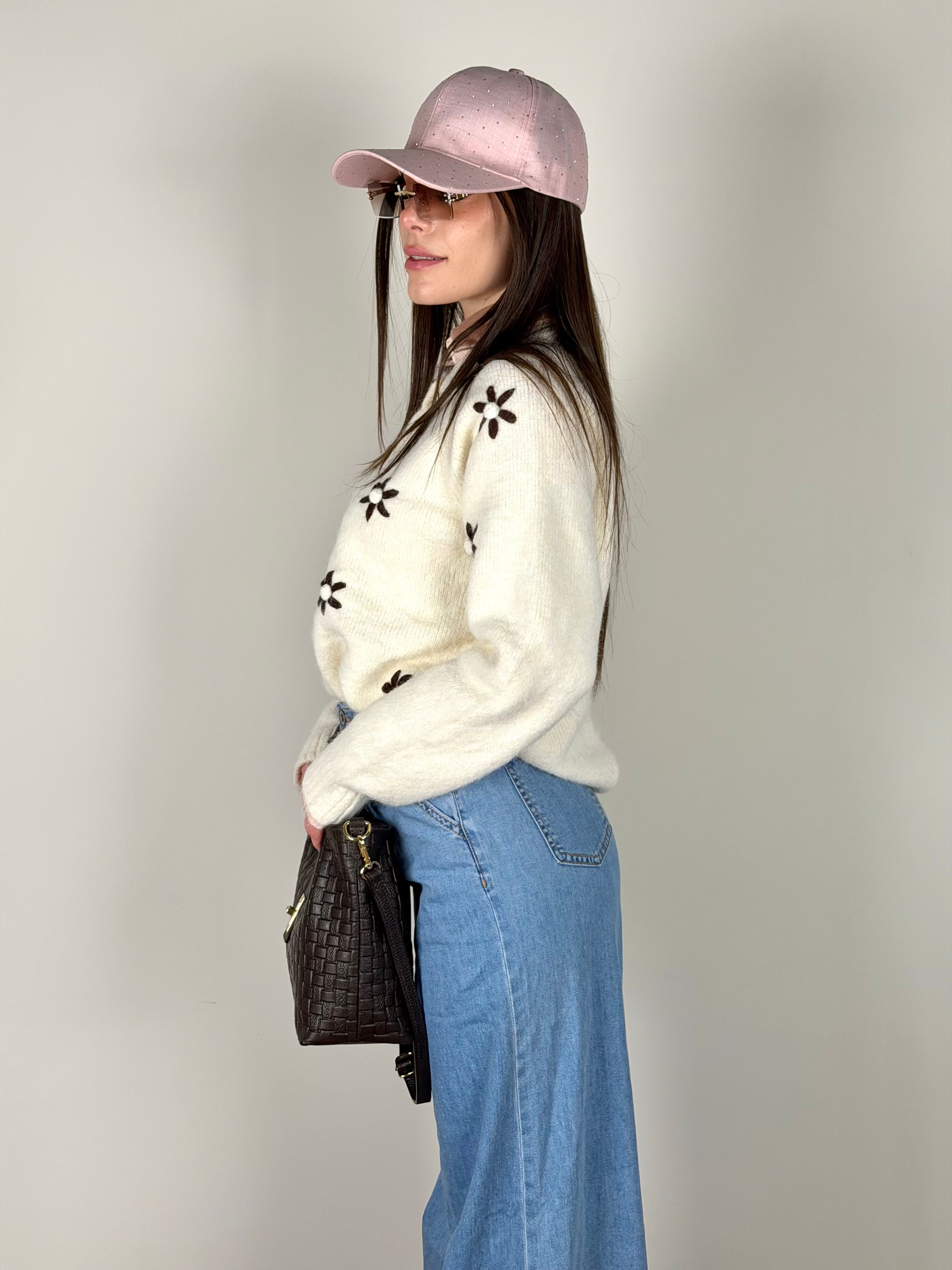 Maglia premium flowers beige