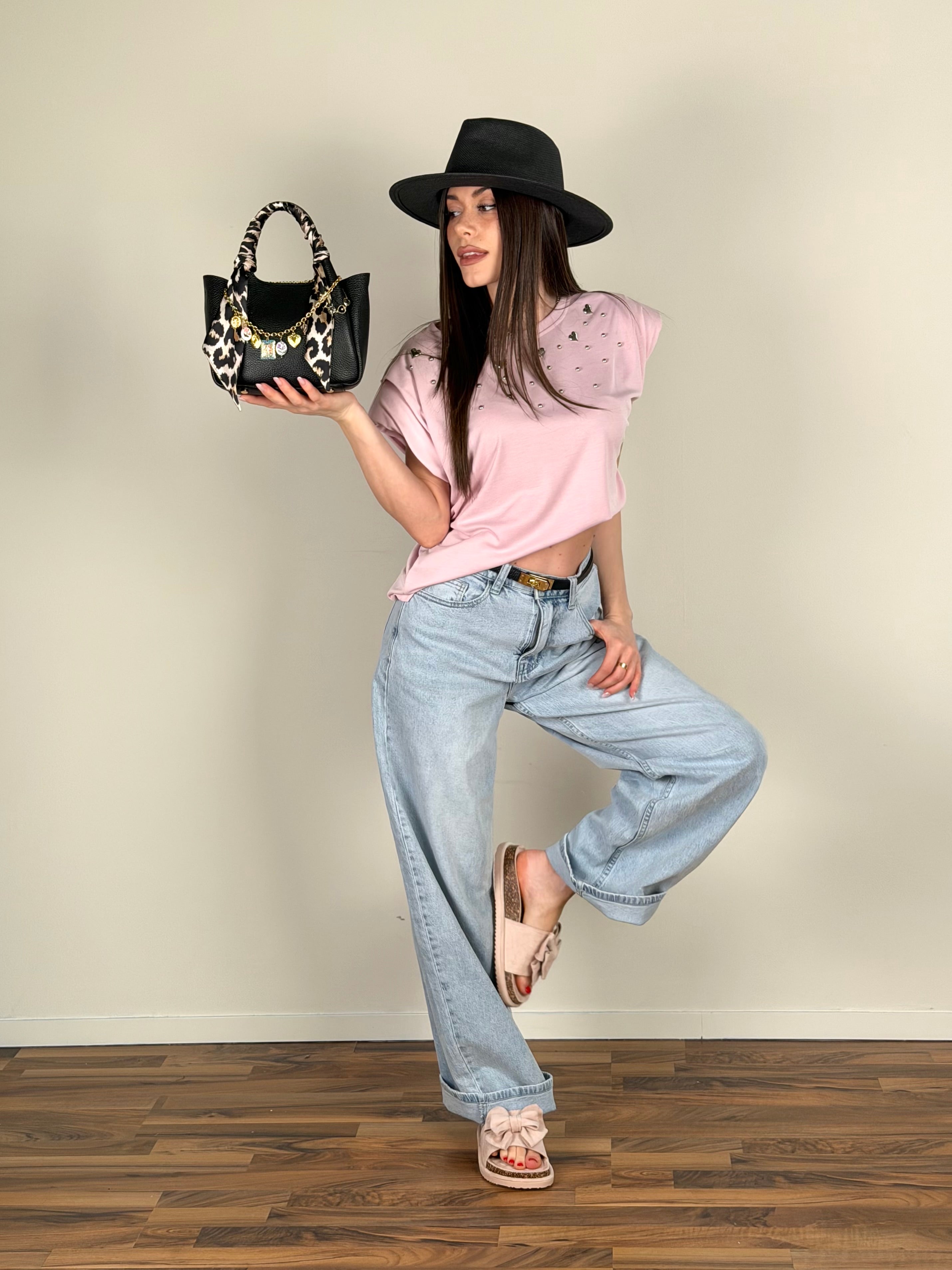 T-shirt cuori rosa