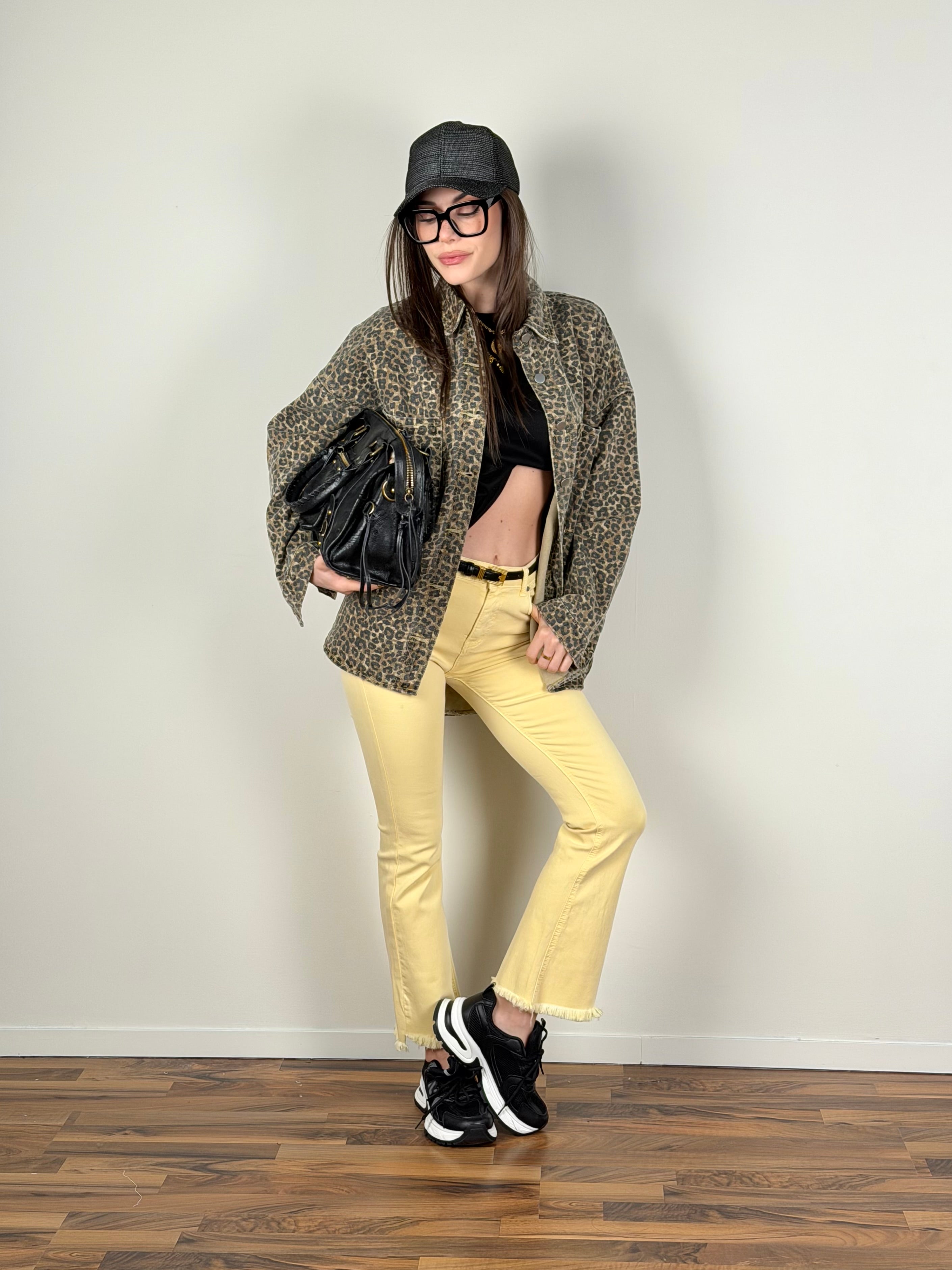 Giubbino jeans maculato