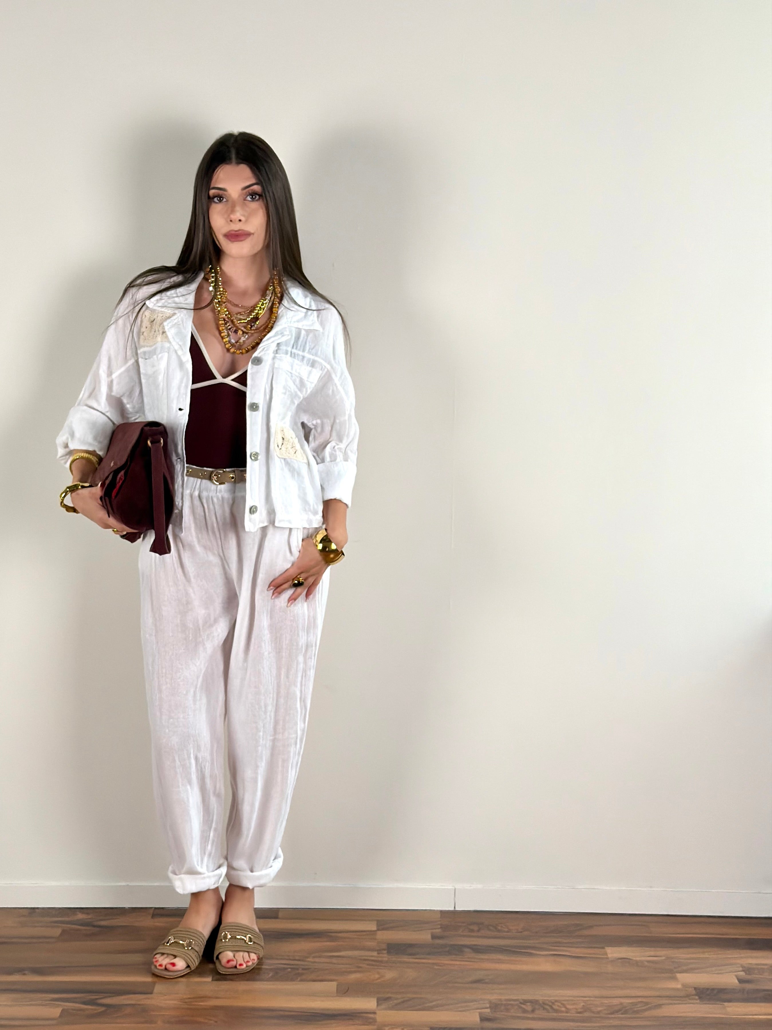 Camicia puro lino Kora bianca