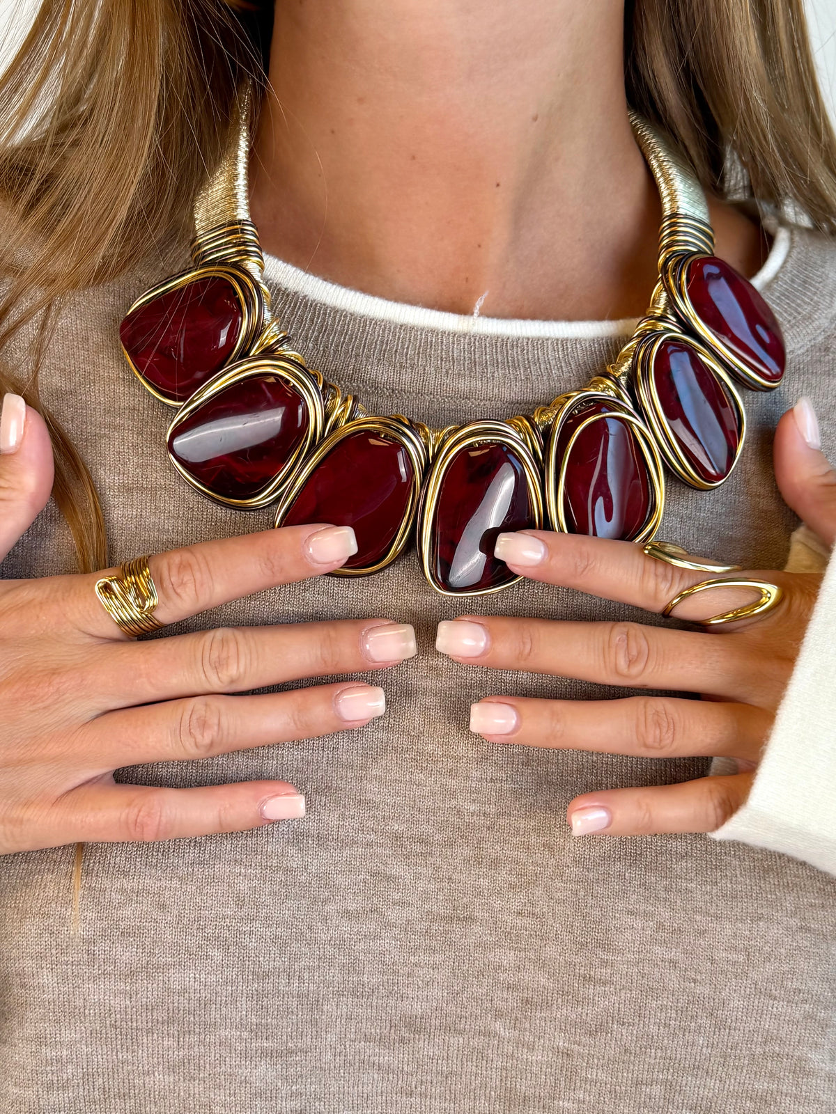 Collana maxi pietre - collezione Borgogna