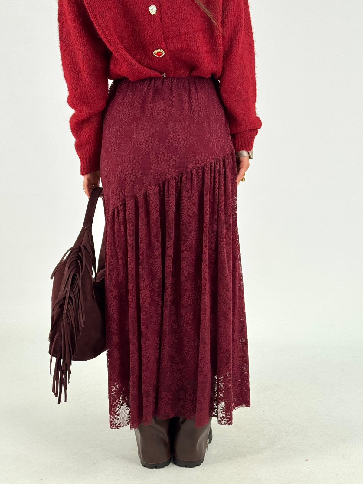 Gonna pizzo Genova bordeaux