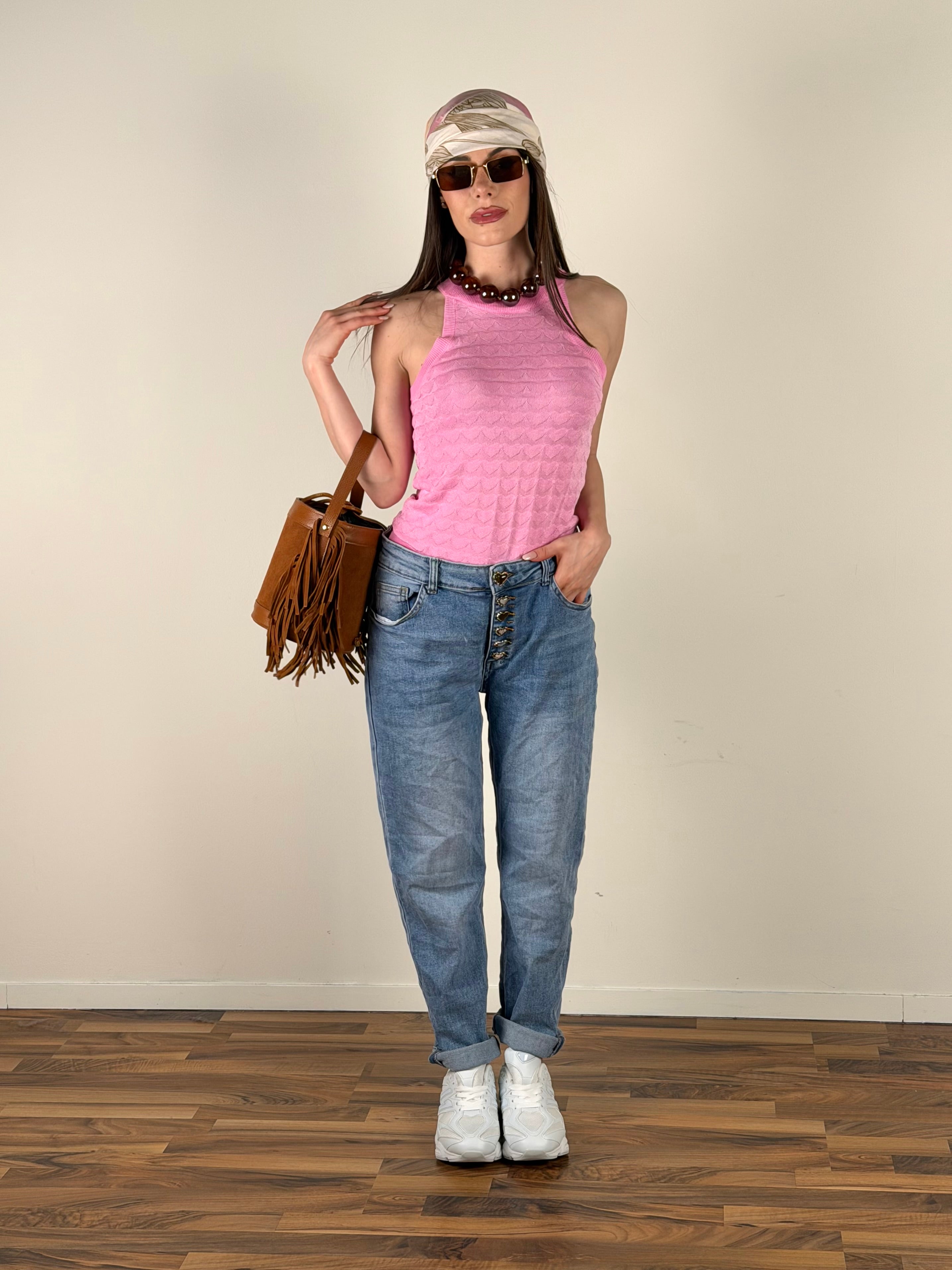 Top Cuori rosa