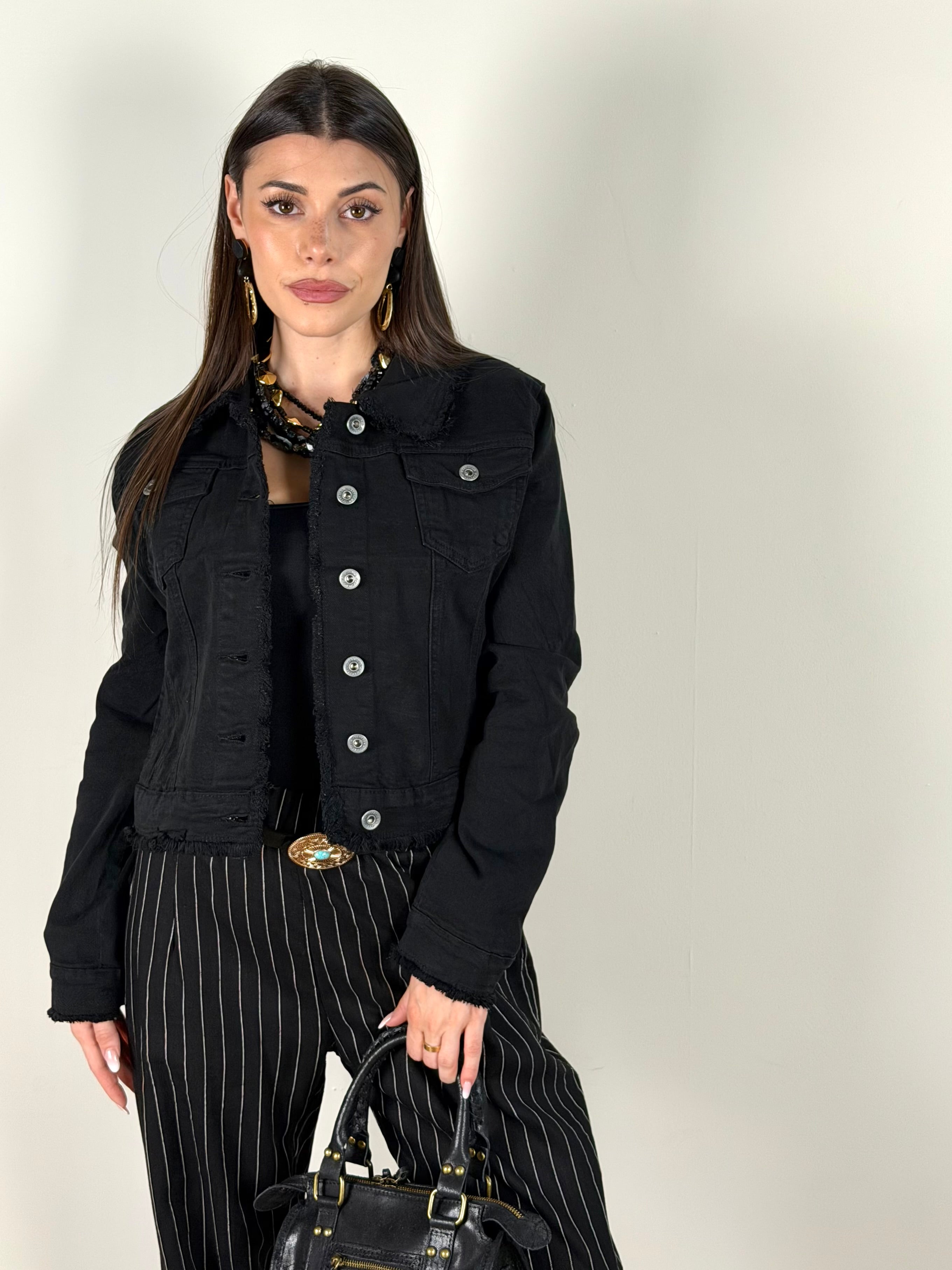 Giubbino jeans David nero