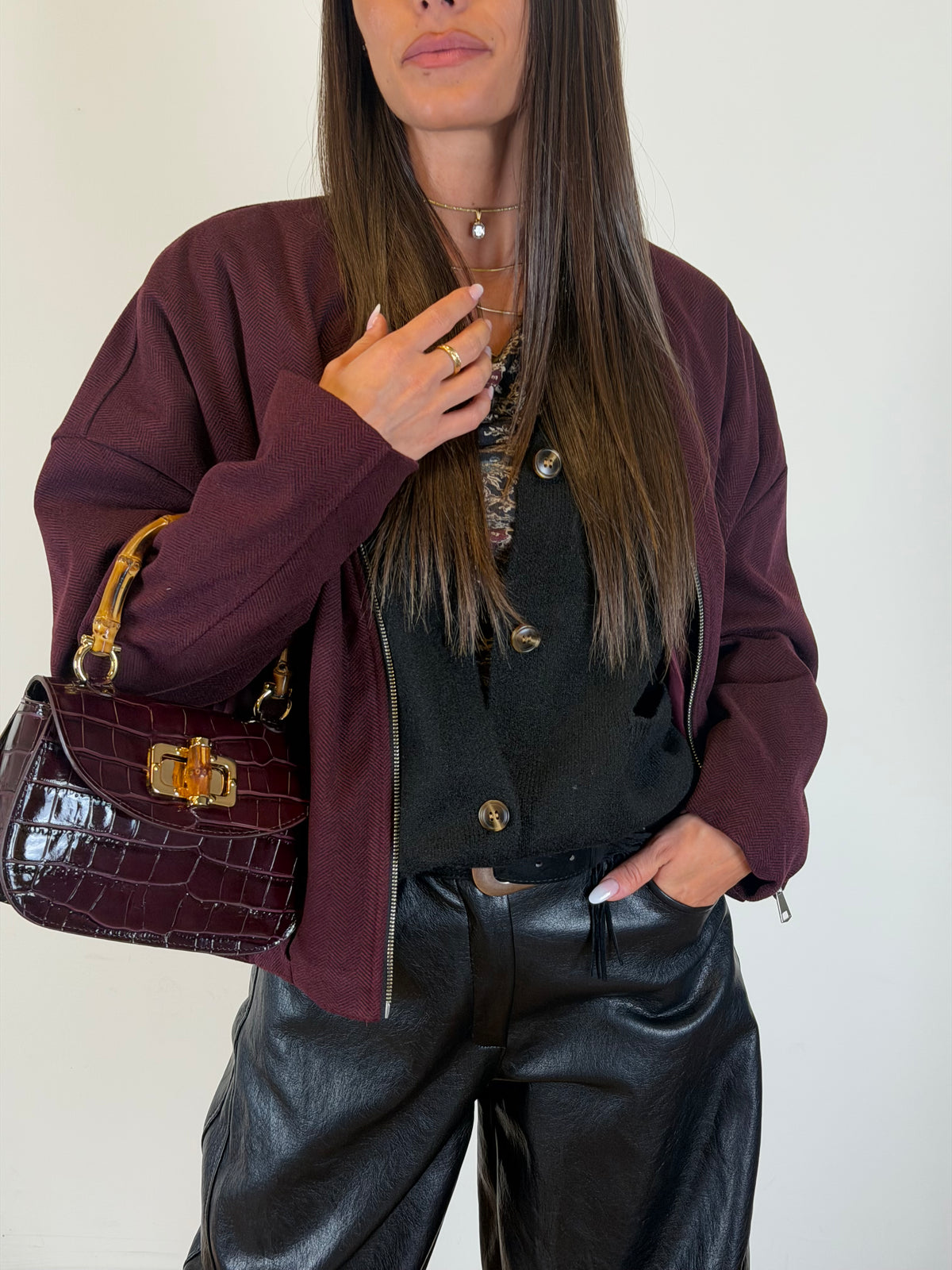 Cappotto Spigato bordeaux