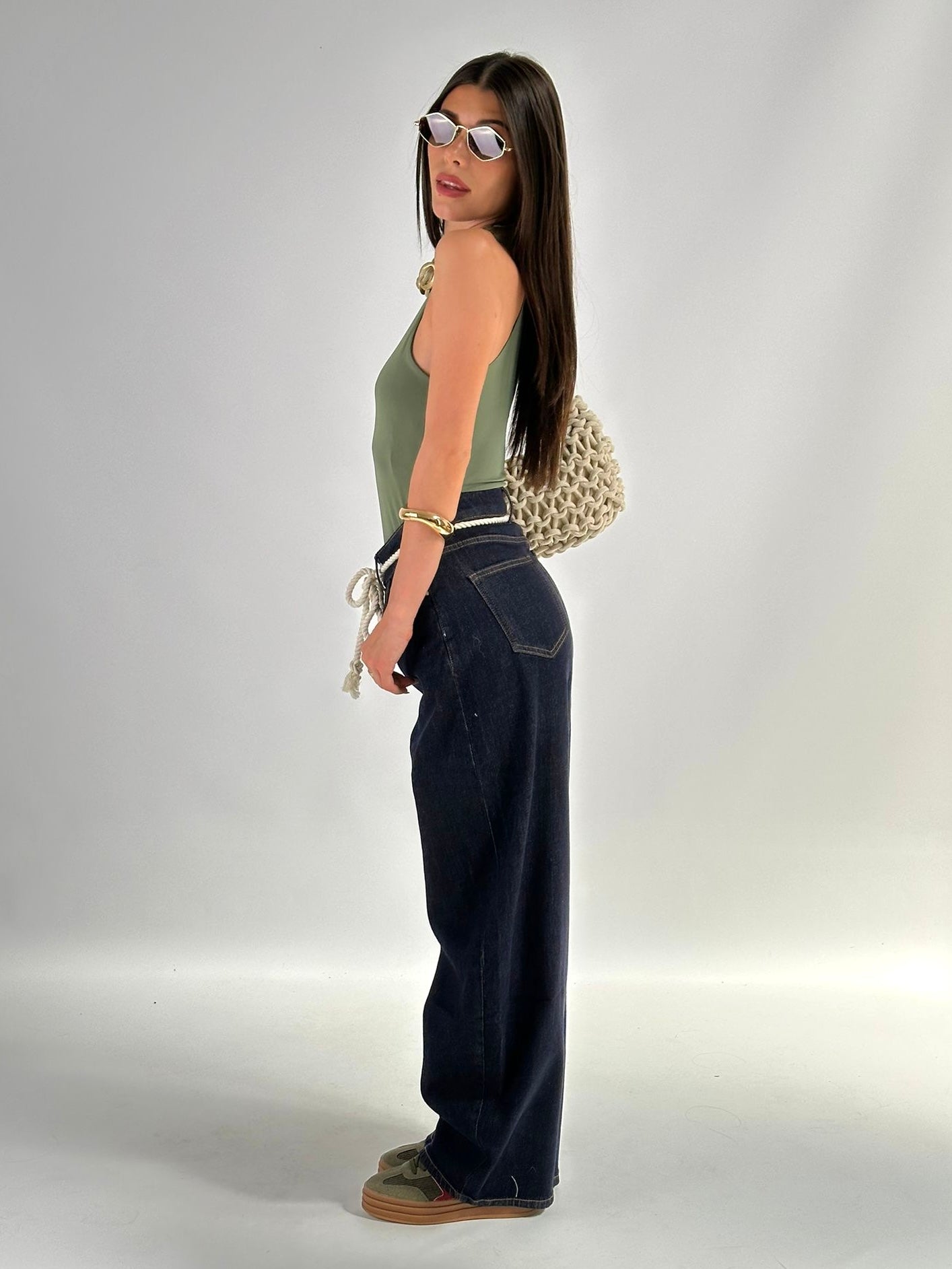 Jeans maxi balloon con cordino