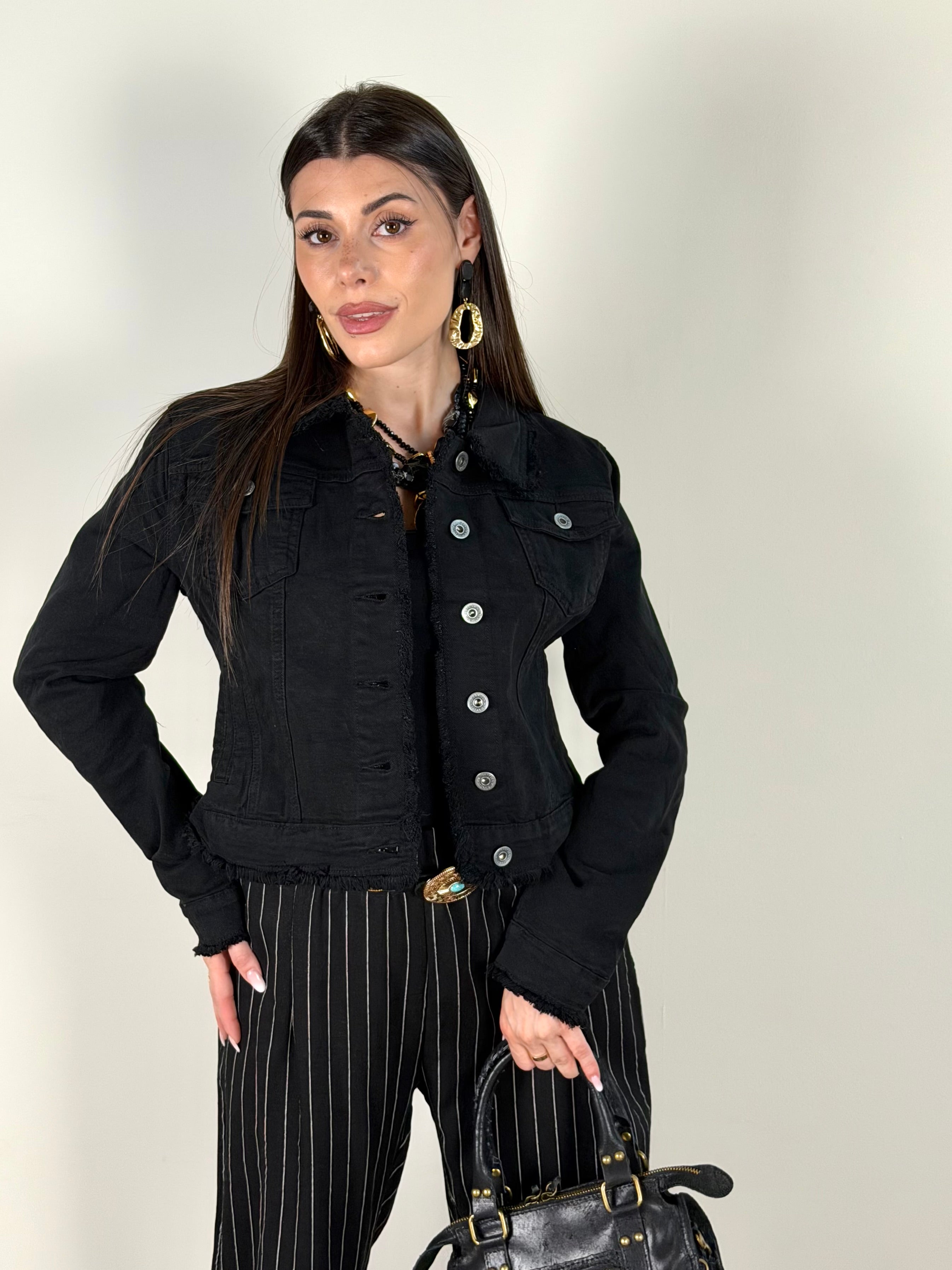 Giubbino jeans David nero